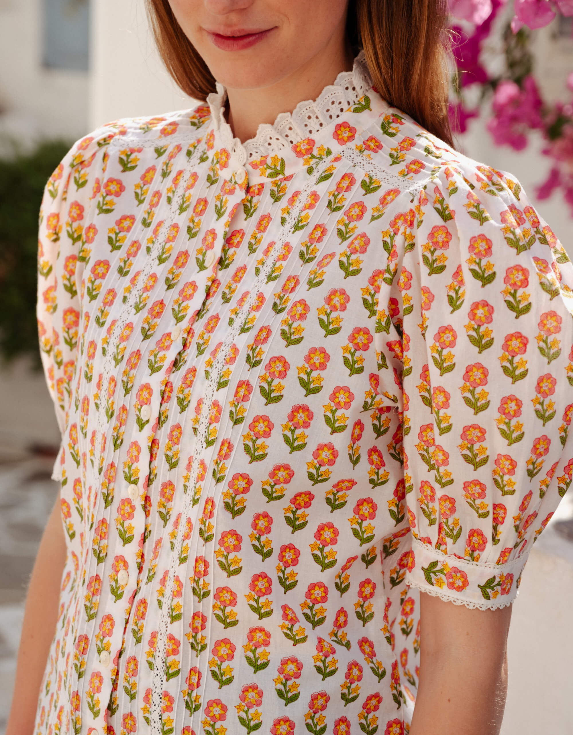 Pink City Prints Pink Floret Vera Blouse