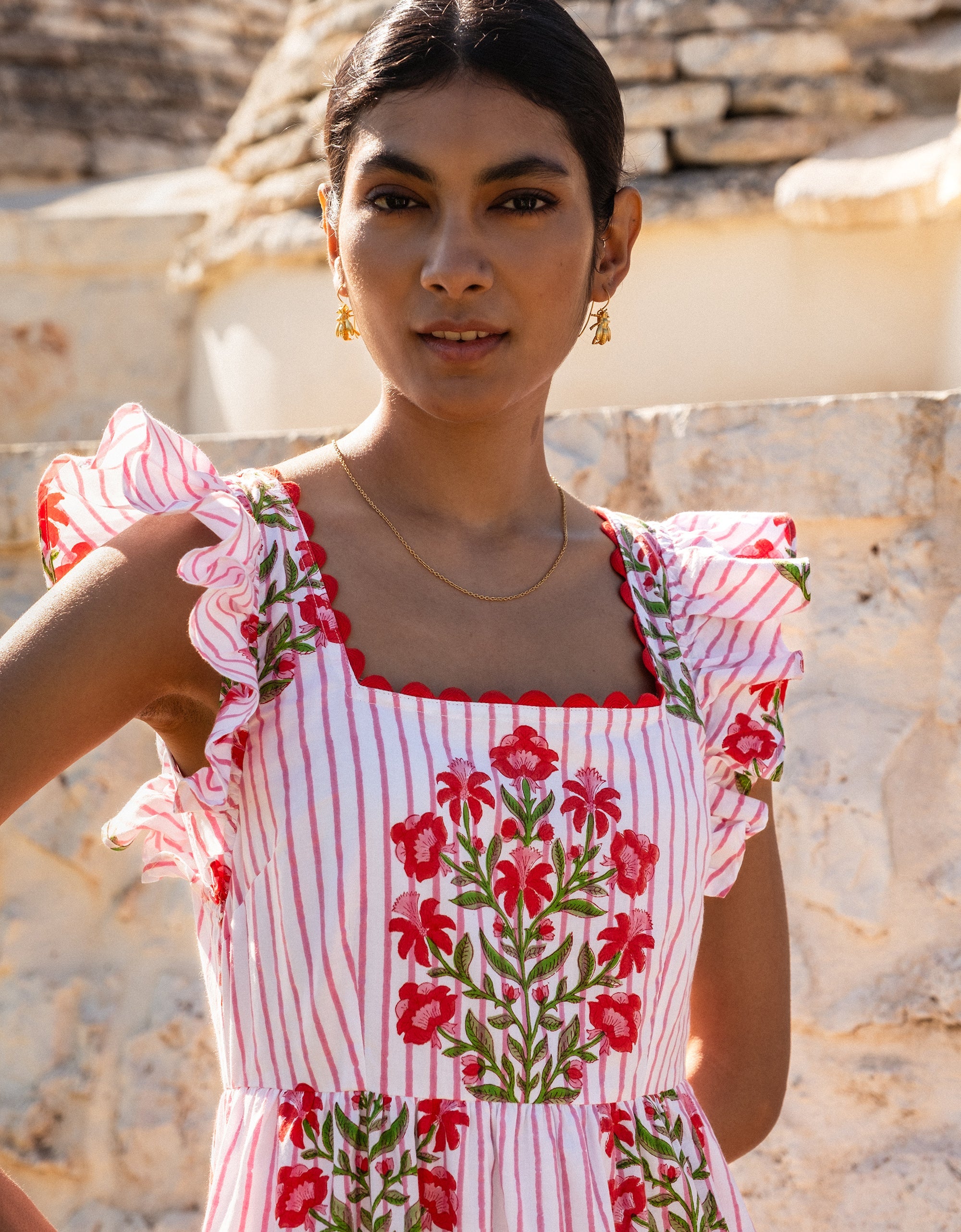 Pink City Prints Poppy Stripe Clara Dress