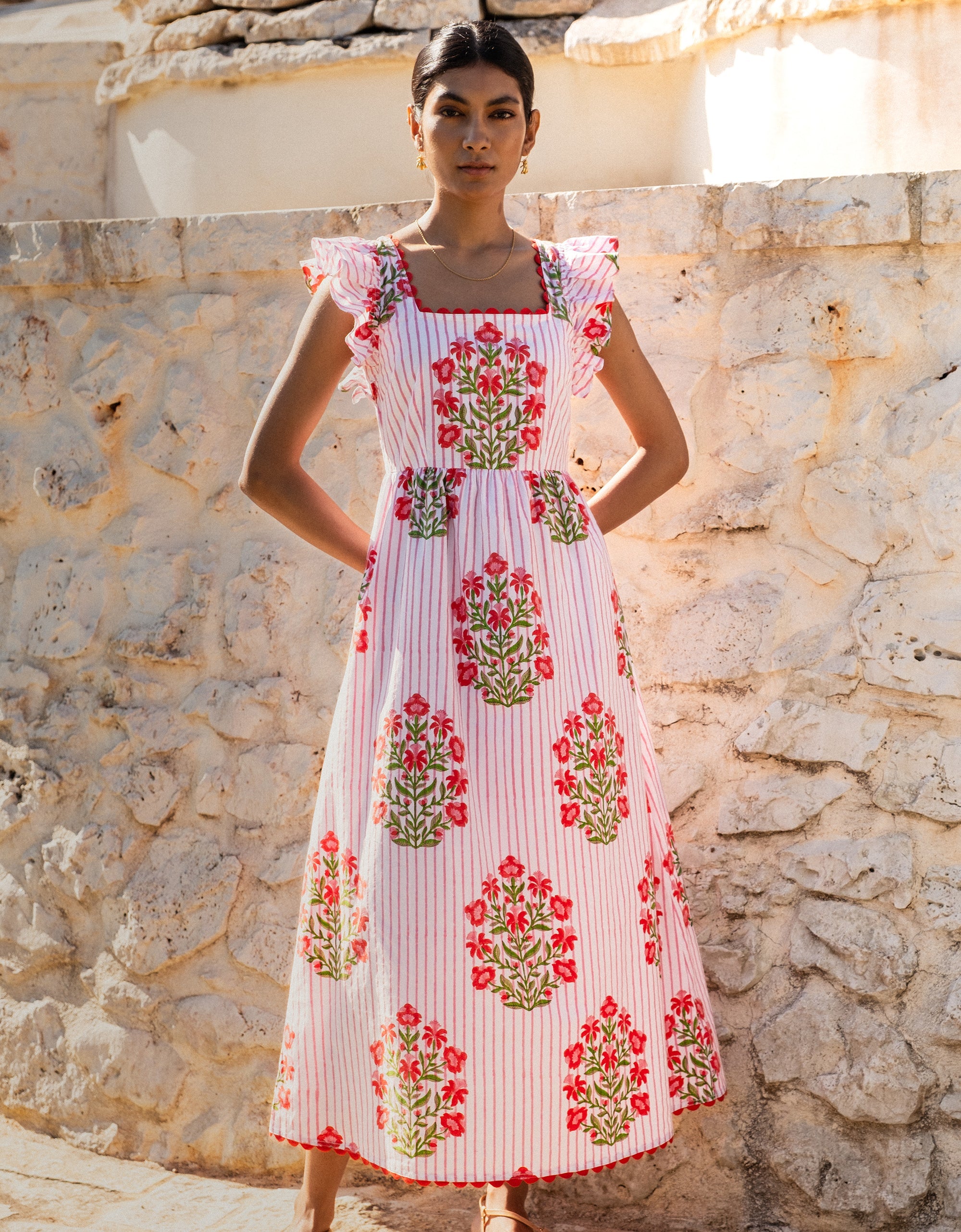 Pink City Prints Poppy Stripe Clara Dress