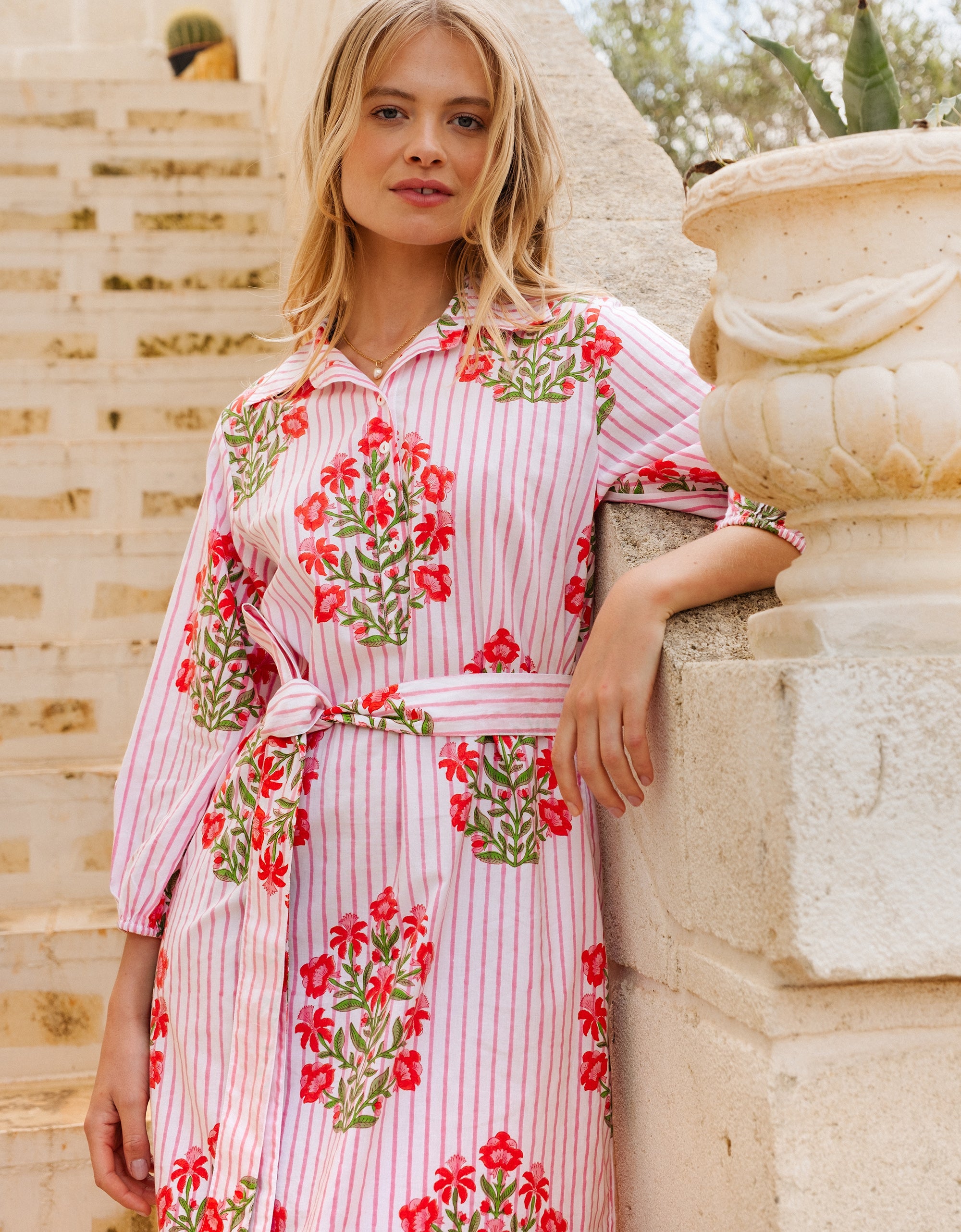 Pink City Prints Poppy Stripe Corfu Dress
