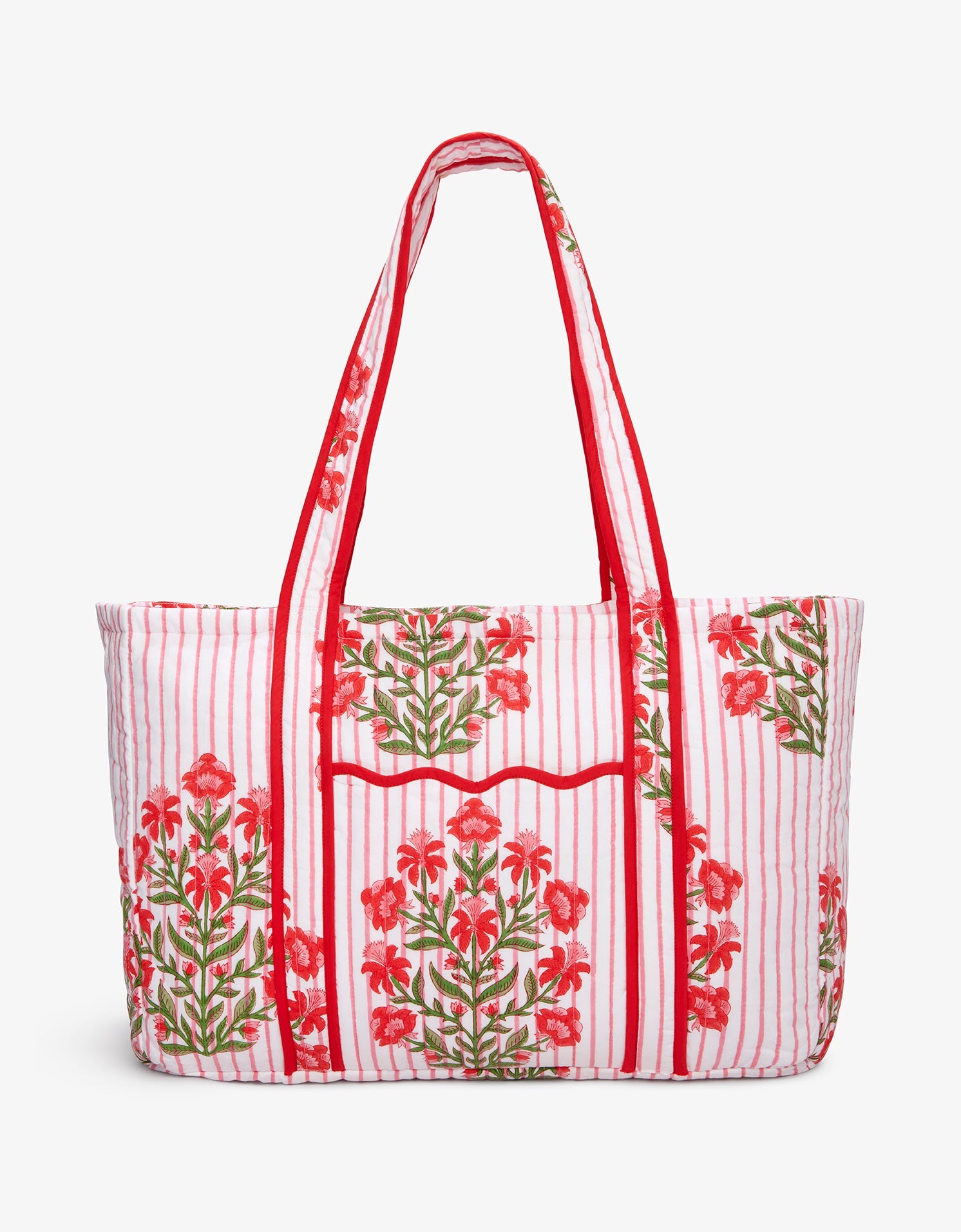 Pink City Prints Poppy Stripe Quilted Tote