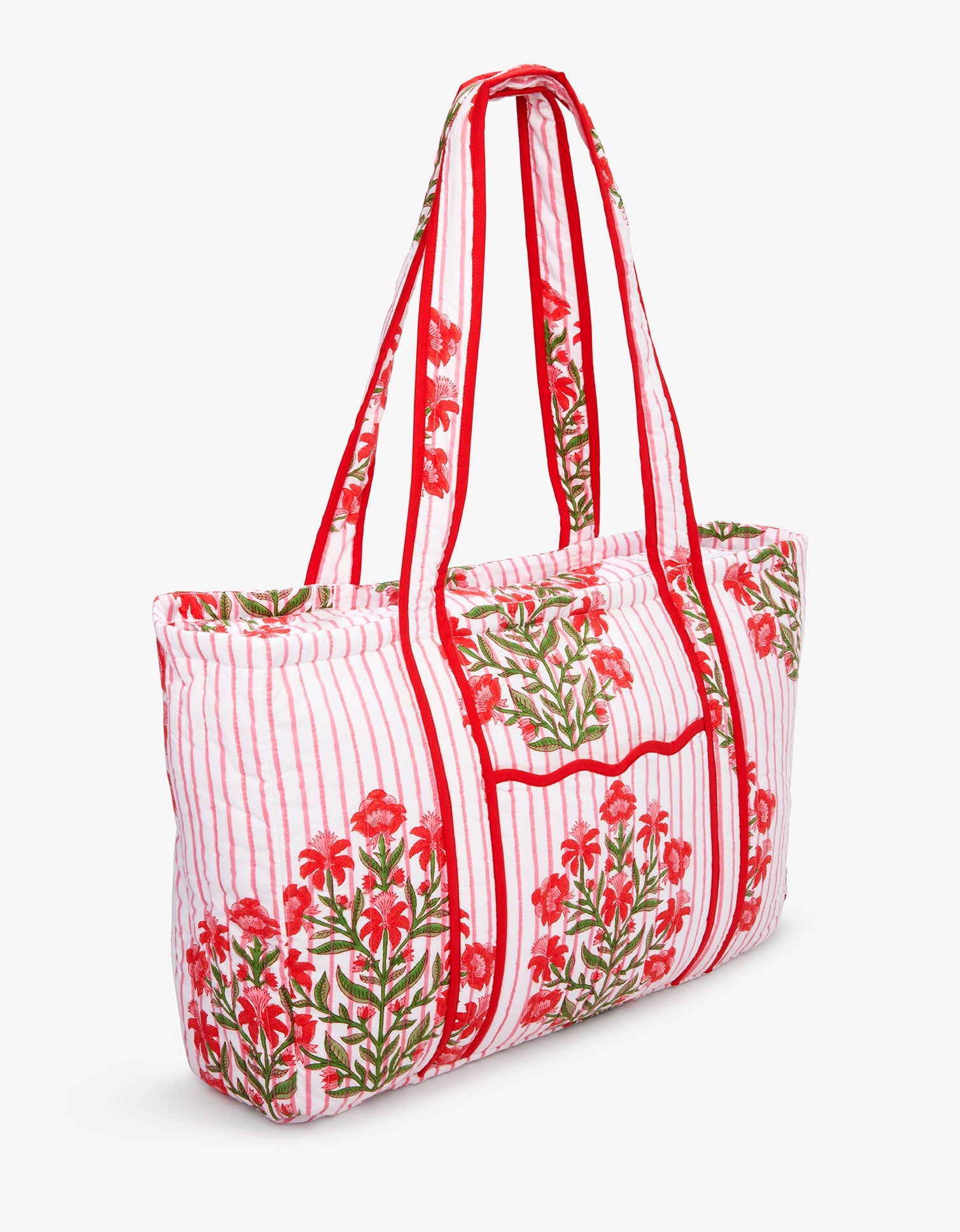 Pink City Prints Poppy Stripe Quilted Tote