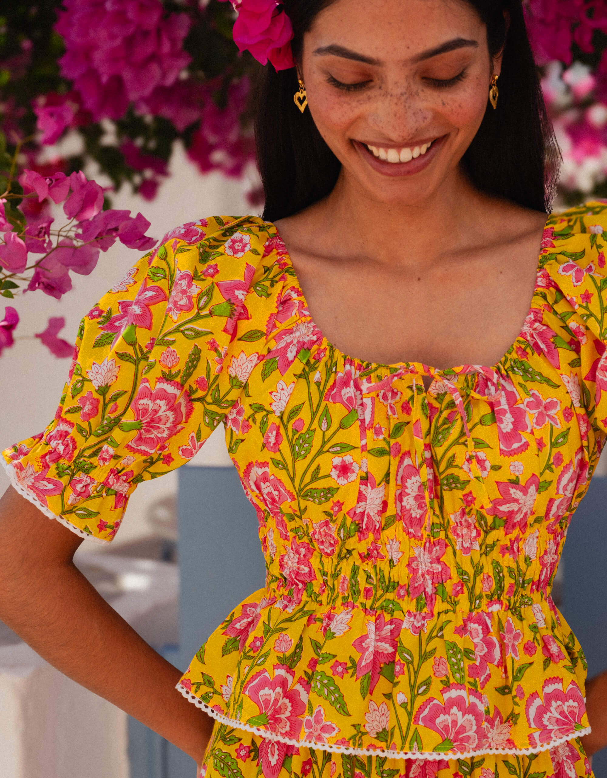 Pink City Prints Provencal Peony Katie Top