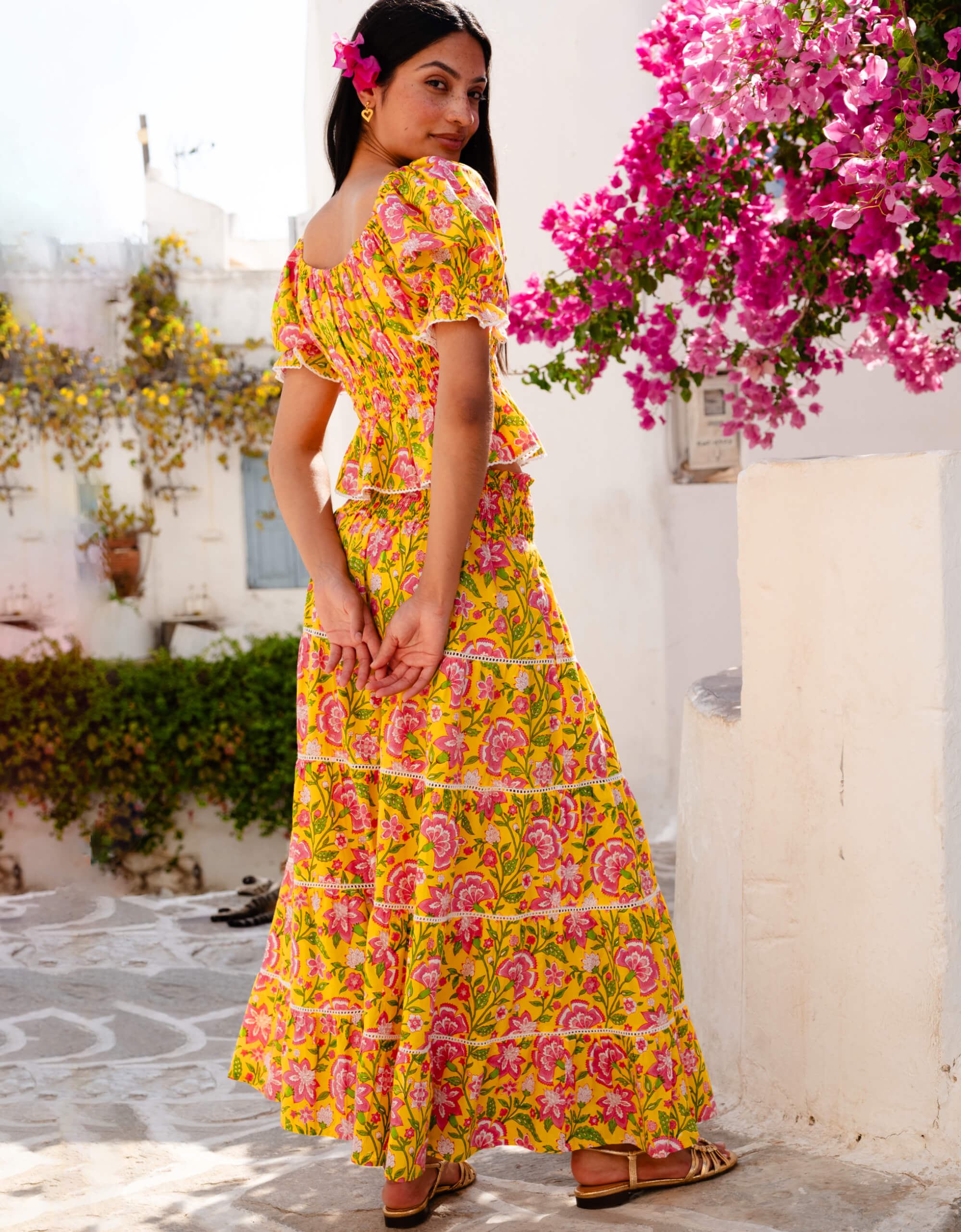 Pink City Prints Provencal Peony Rah Rah Skirt