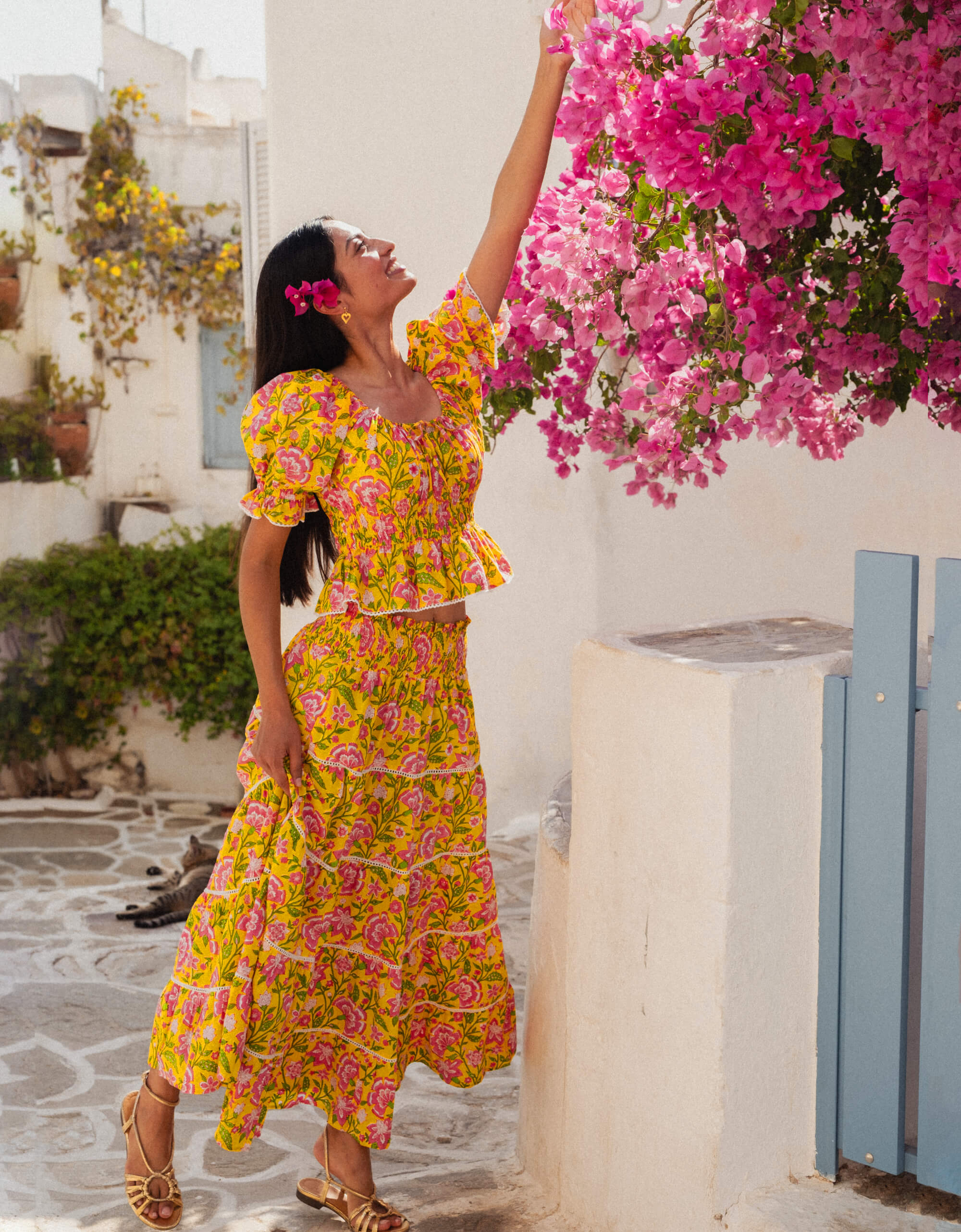 Pink City Prints Provencal Peony Rah Rah Skirt
