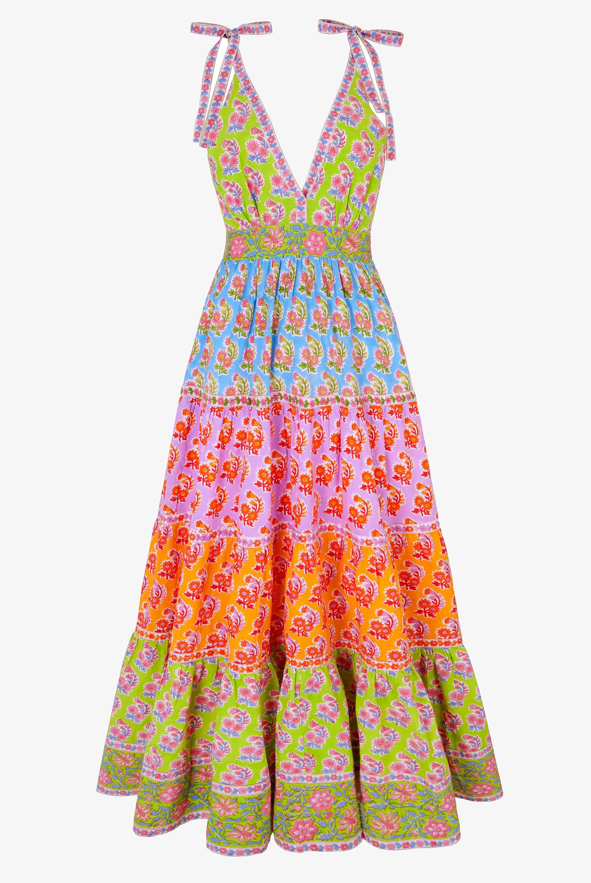 Pink City Prints Rainbow Zinnia Amour Dress