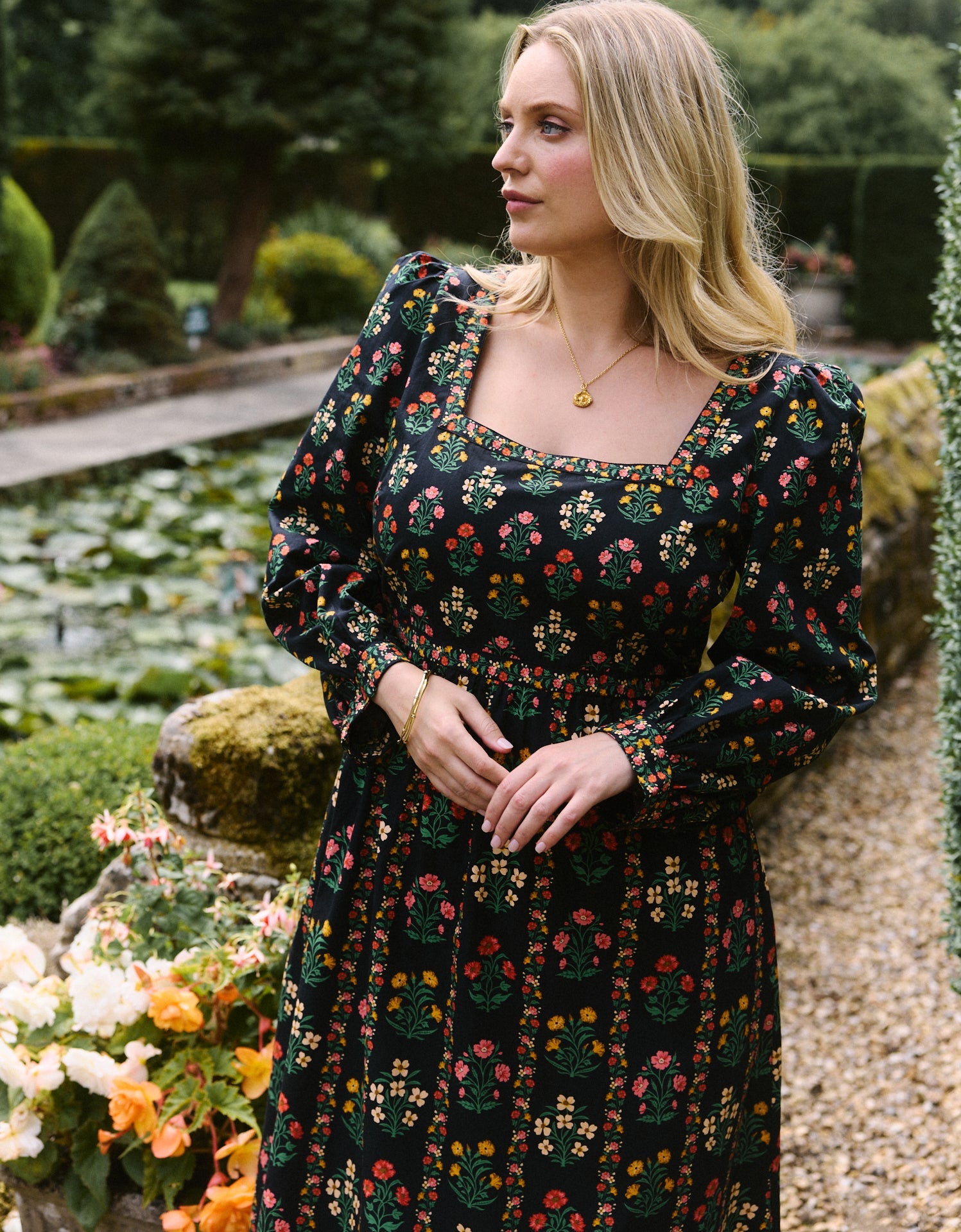 Pink City Prints Rose Border Cornelia Dress