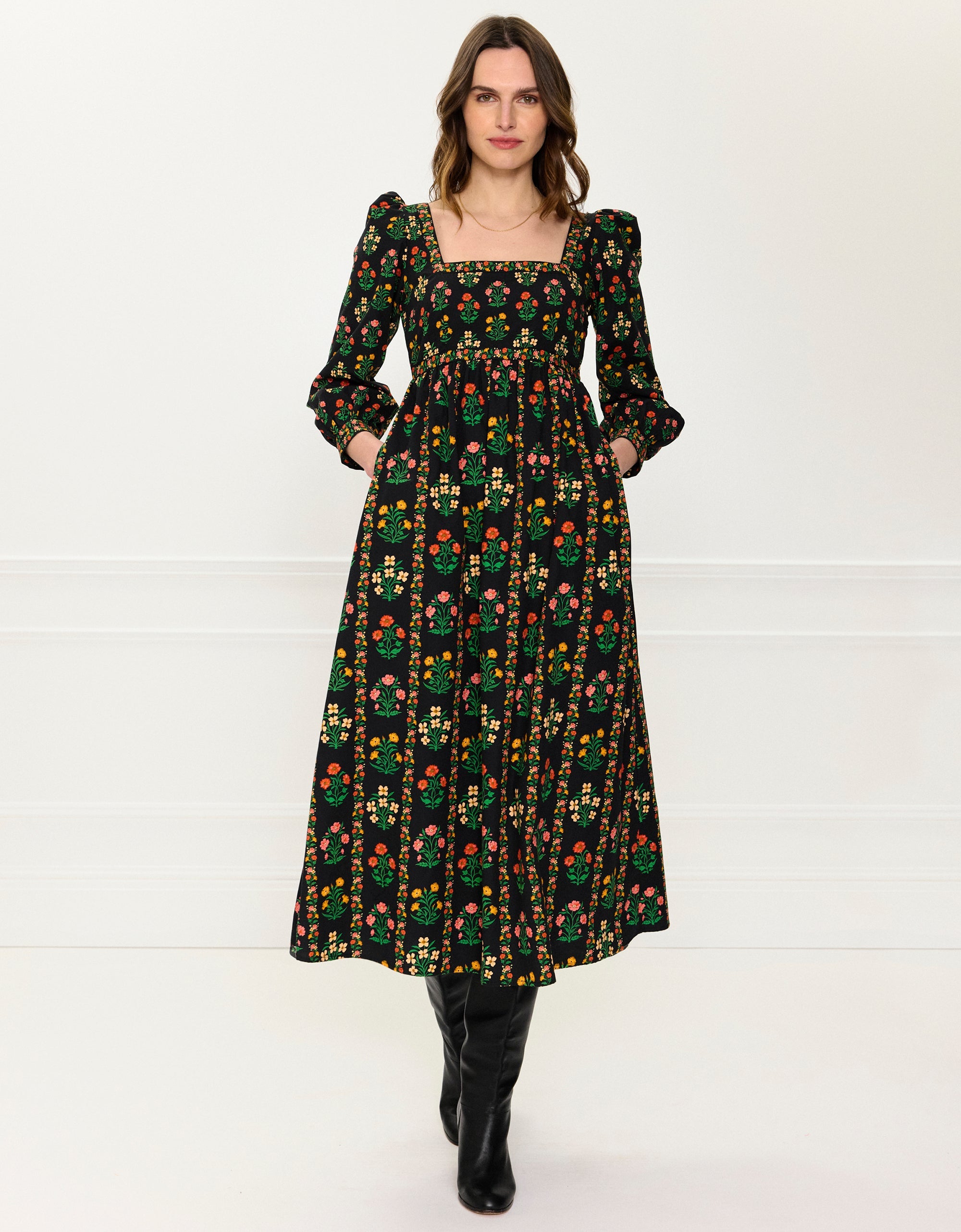 Pink City Prints Rose Border Cornelia Dress