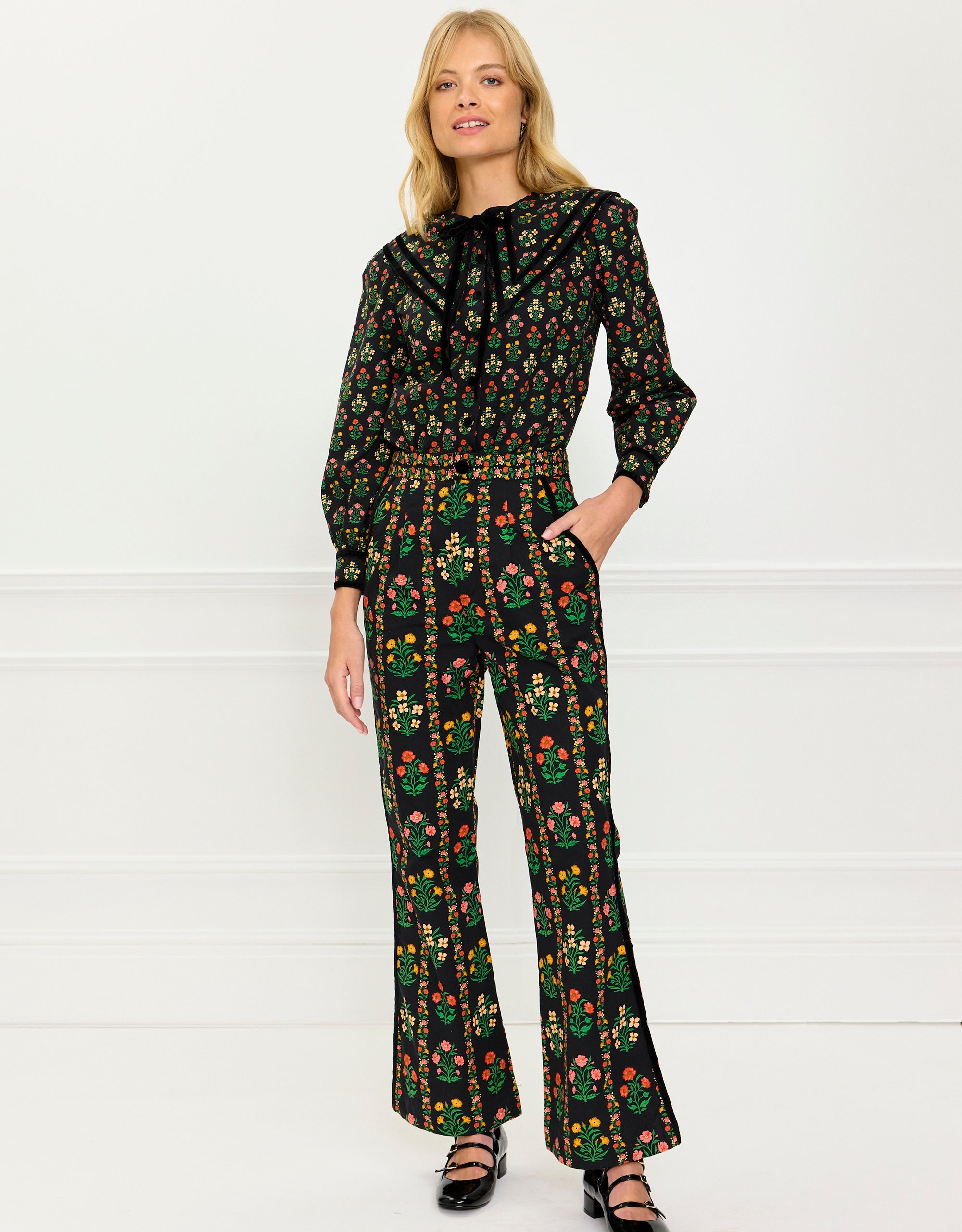 Pink City Prints Rose Border Romy Trousers