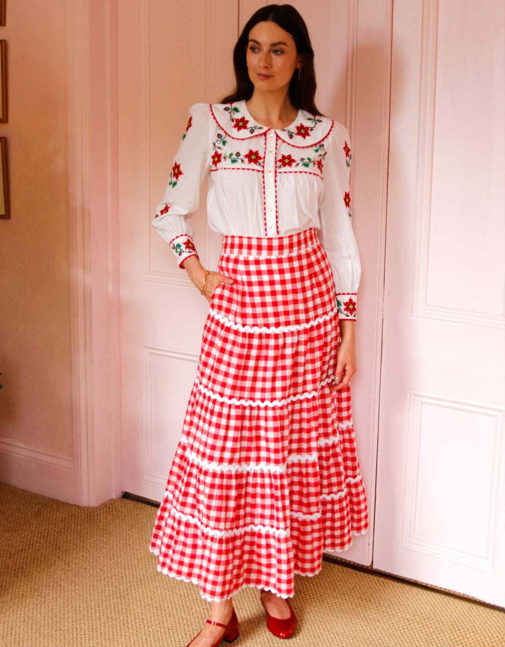 Pink City Prints Ruby Gingham Etta Skirt