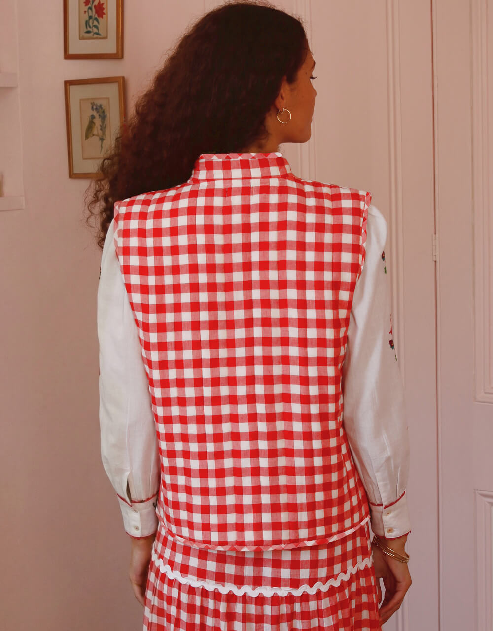 Pink City Prints Ruby Gingham Maggie Gilet