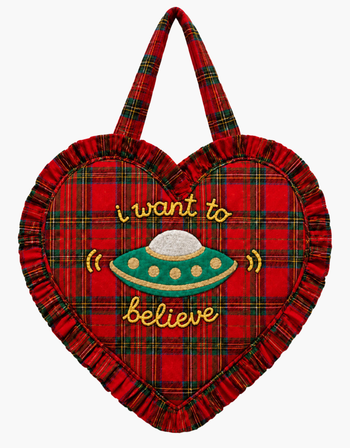Pink City Prints Ruby Tartan Heart Bag