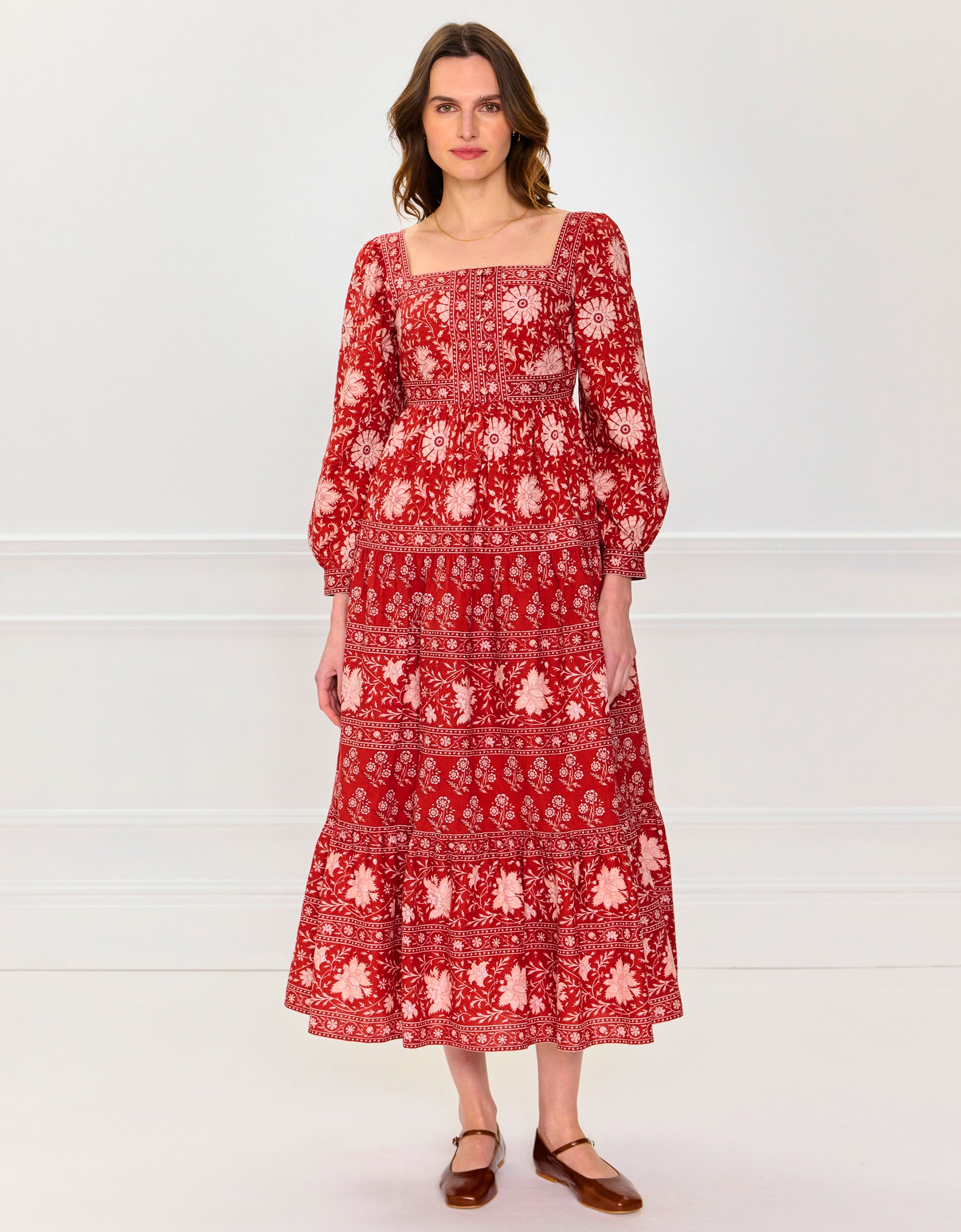 Pink City Prints Rust Borders Lucia Dress
