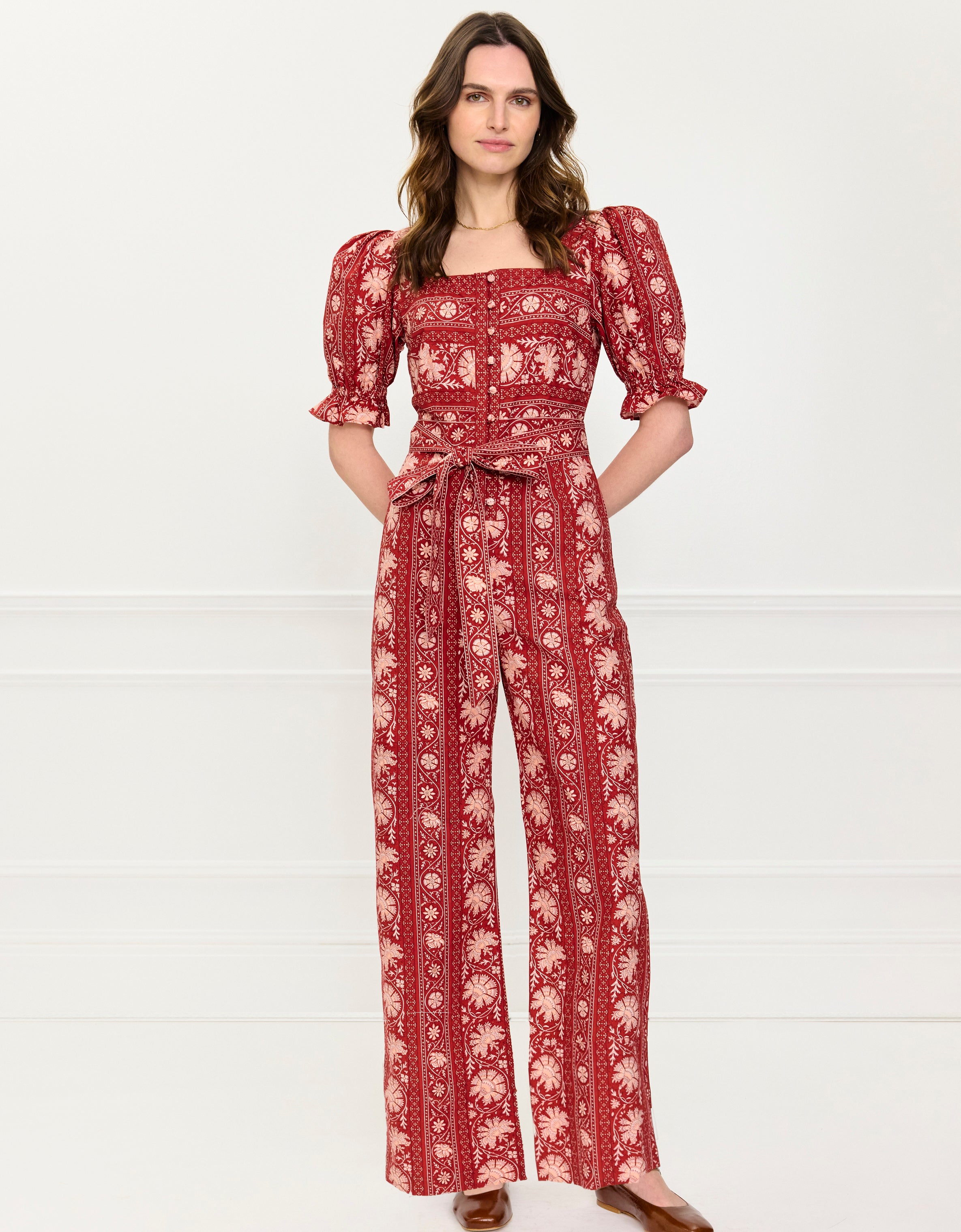 Pink City Prints Rust Borders Ottie Jumpsuit