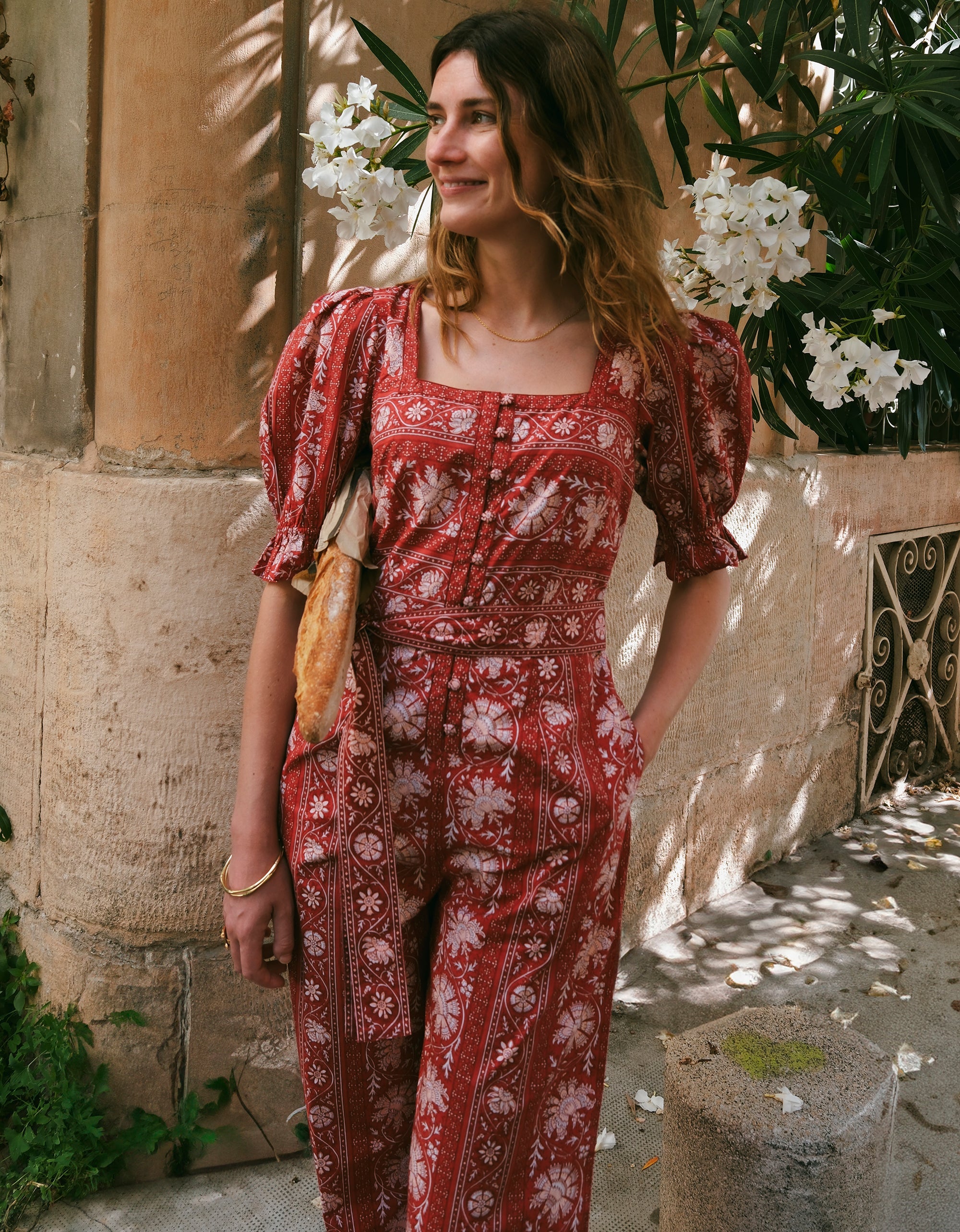 Pink City Prints Rust Borders Ottie Jumpsuit