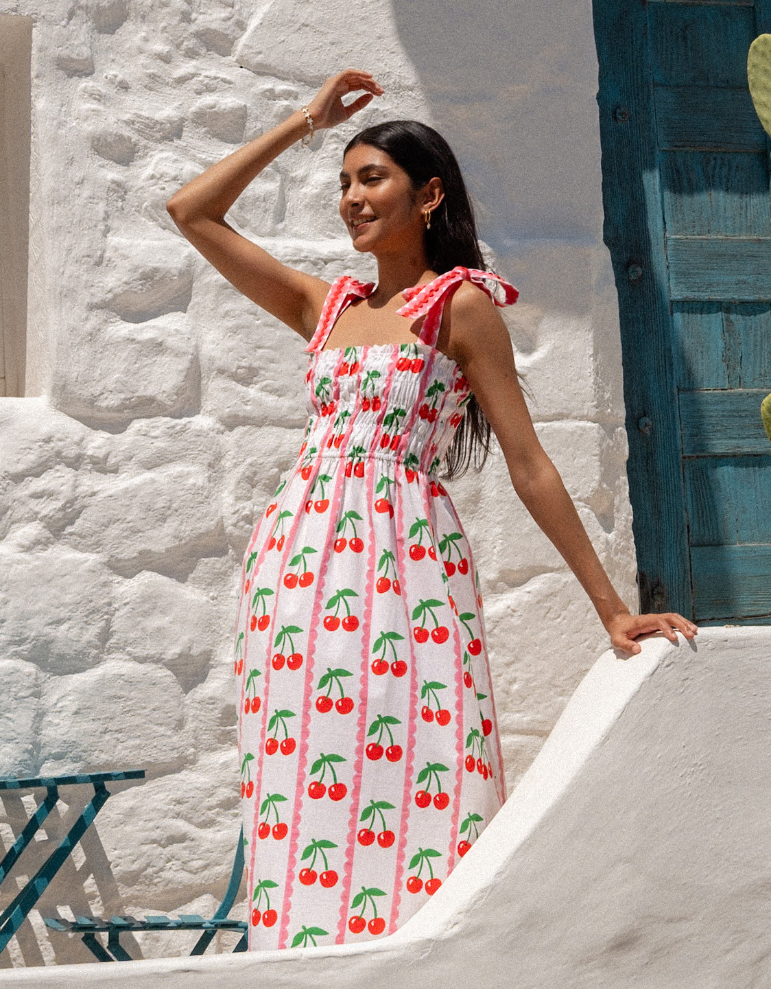 Pink City Prints Scalloped Cherry Immy Dress