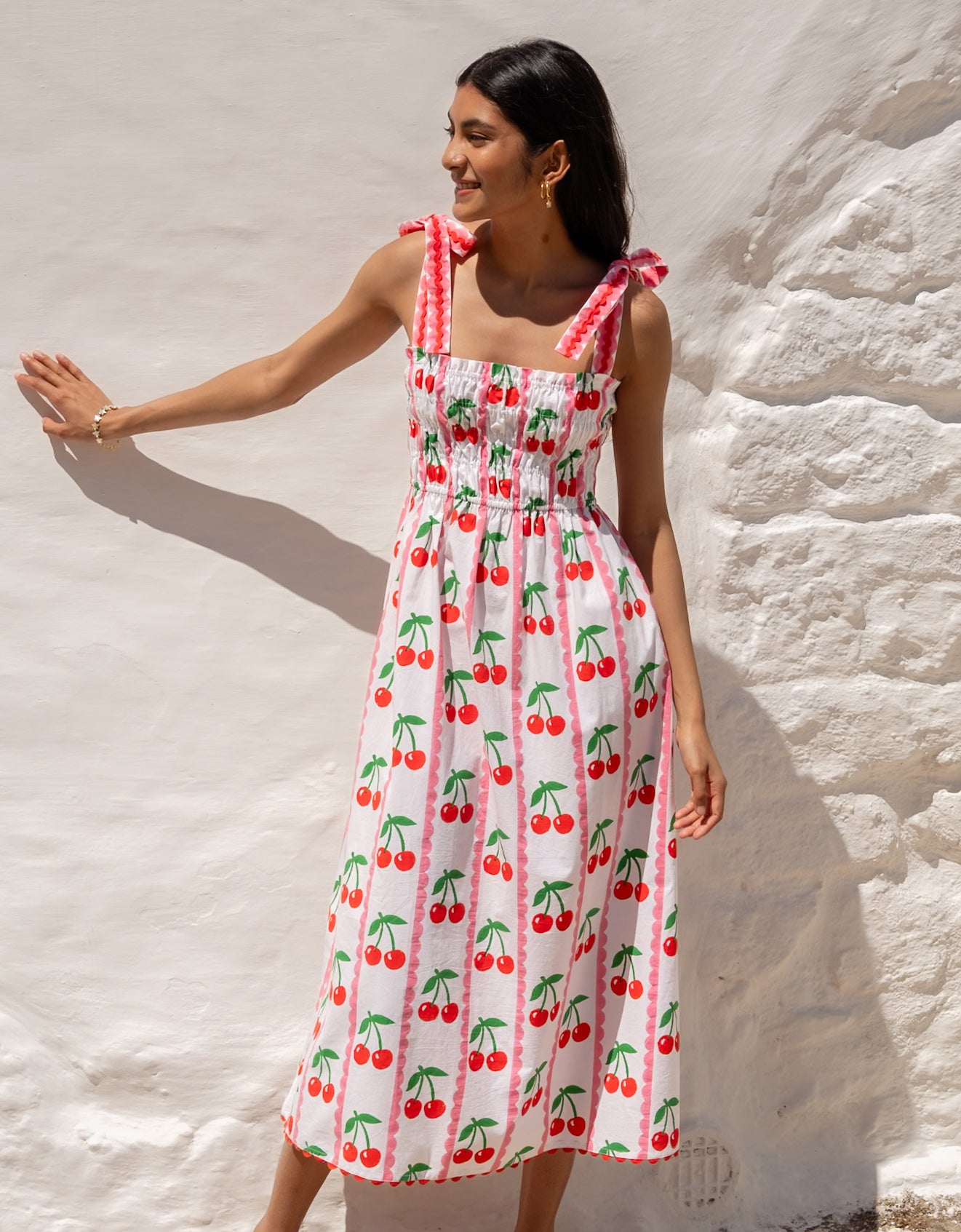 Pink City Prints Scalloped Cherry Immy Dress