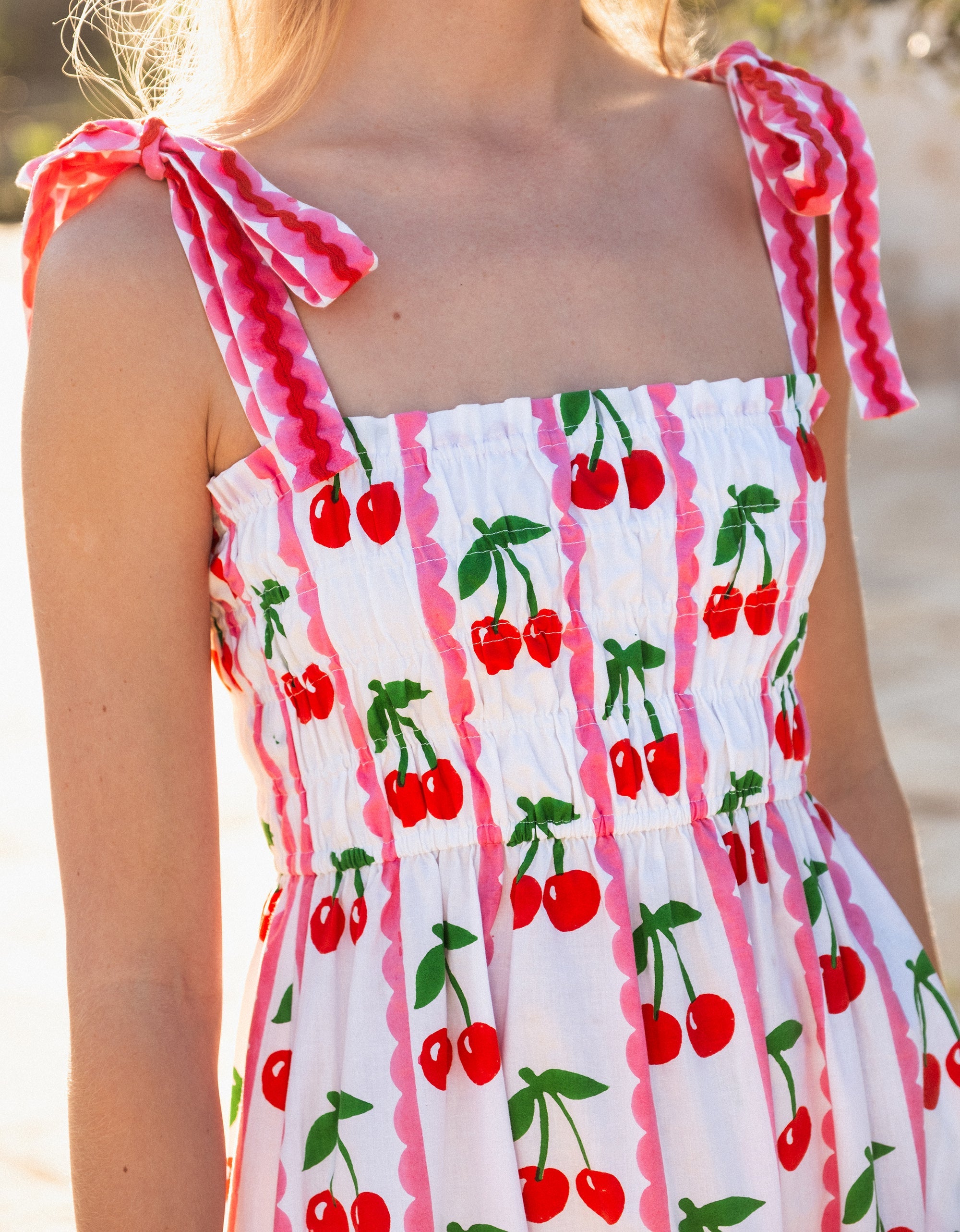 Pink City Prints Scalloped Cherry Immy Dress