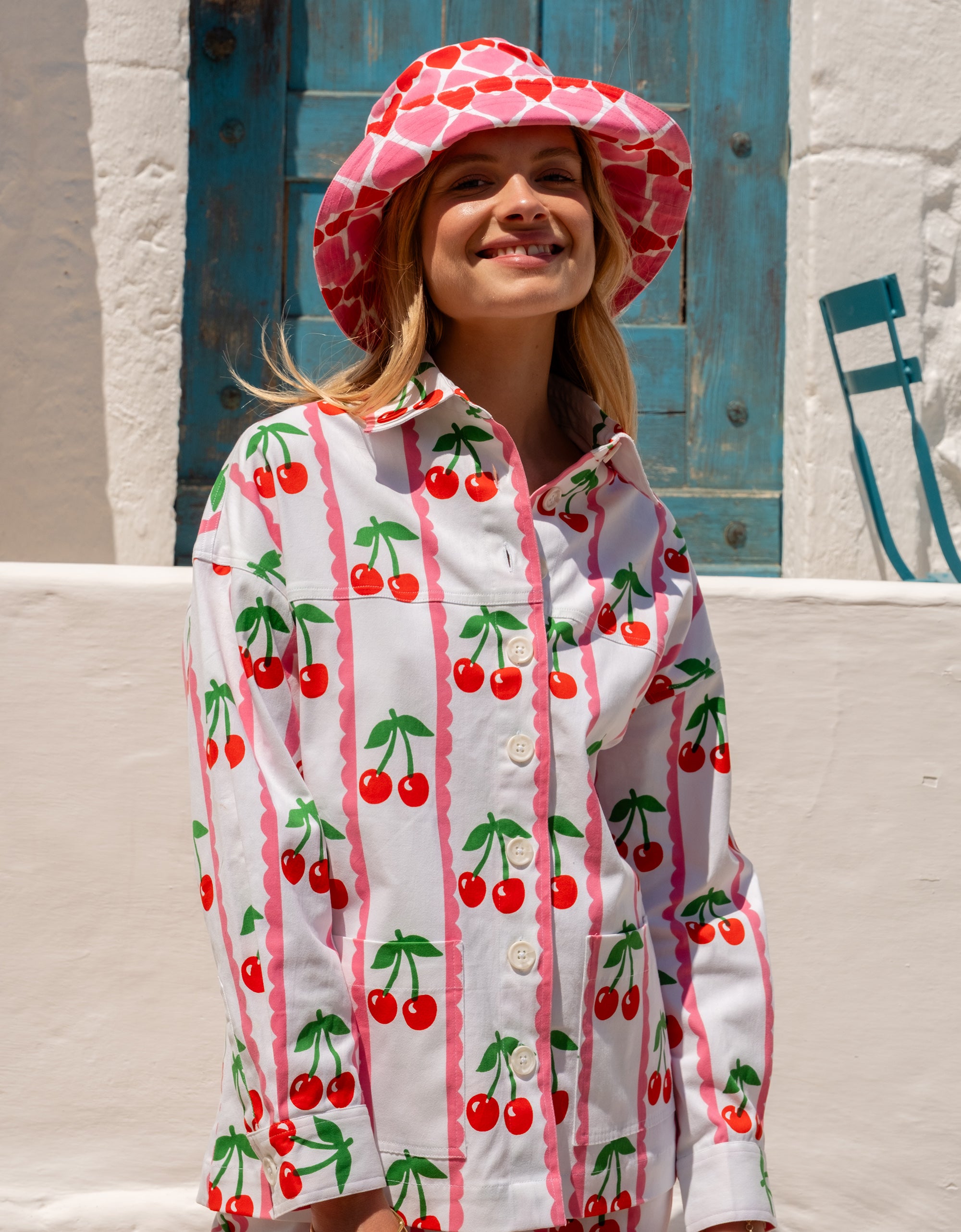 Pink City Prints Scalloped Cherry Romy Jacket