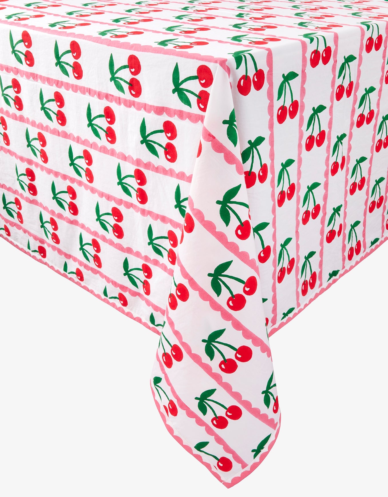 Pink City Prints Scalloped Cherry Tablecloth