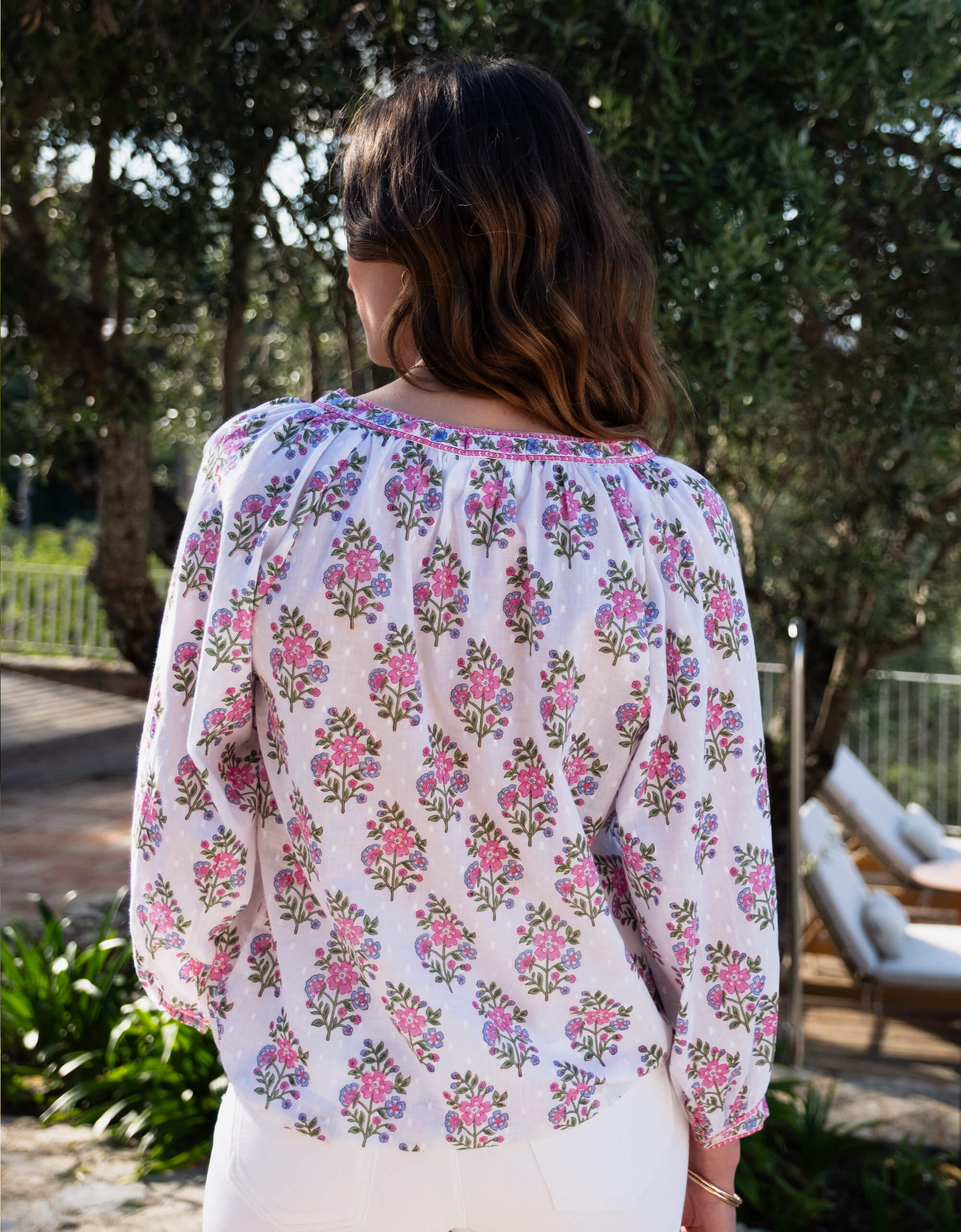 Pink City Prints Schiffli Folk Posey Boho Blouse