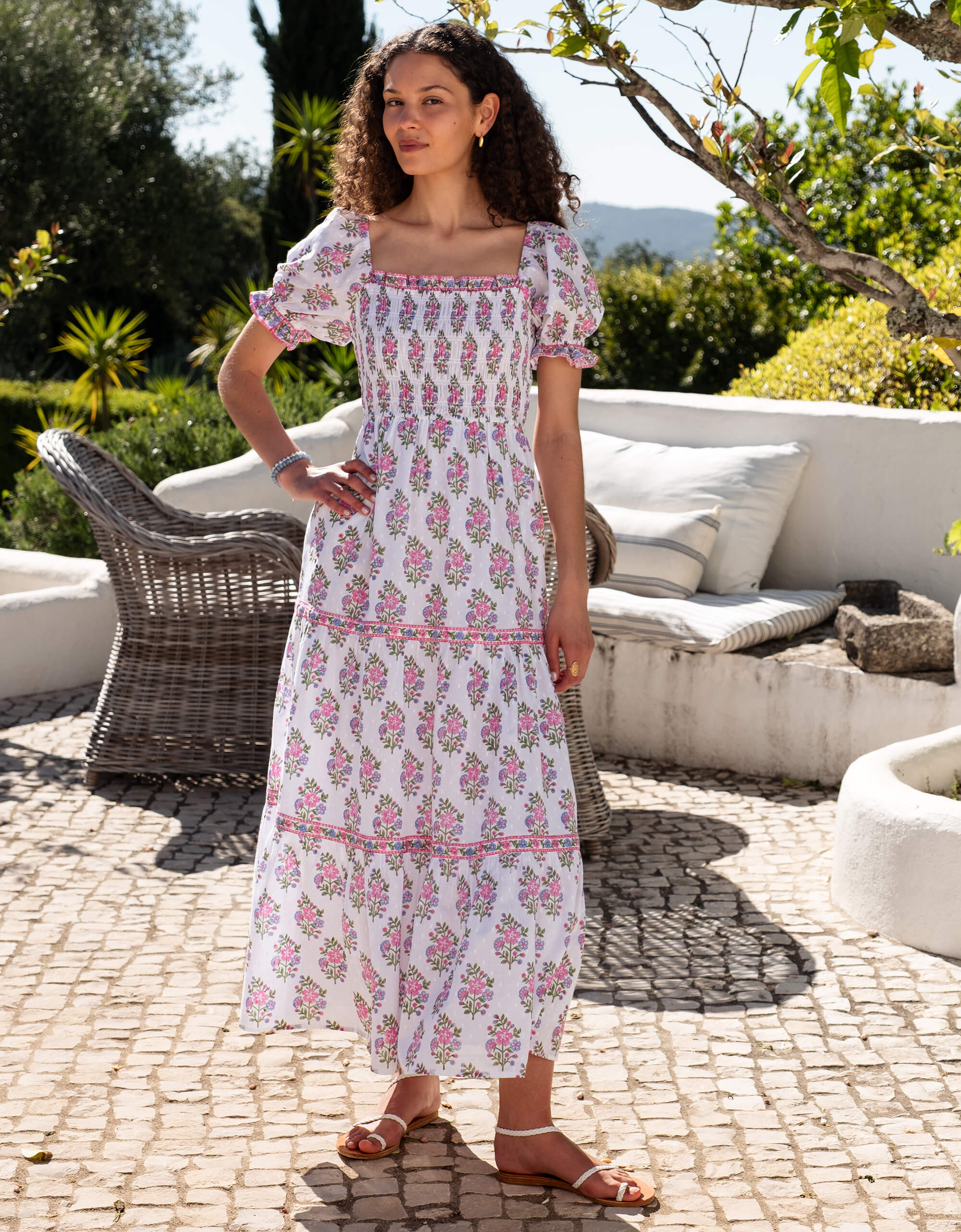 Pink City Prints Schiffli Folk Posey Palermo Dress
