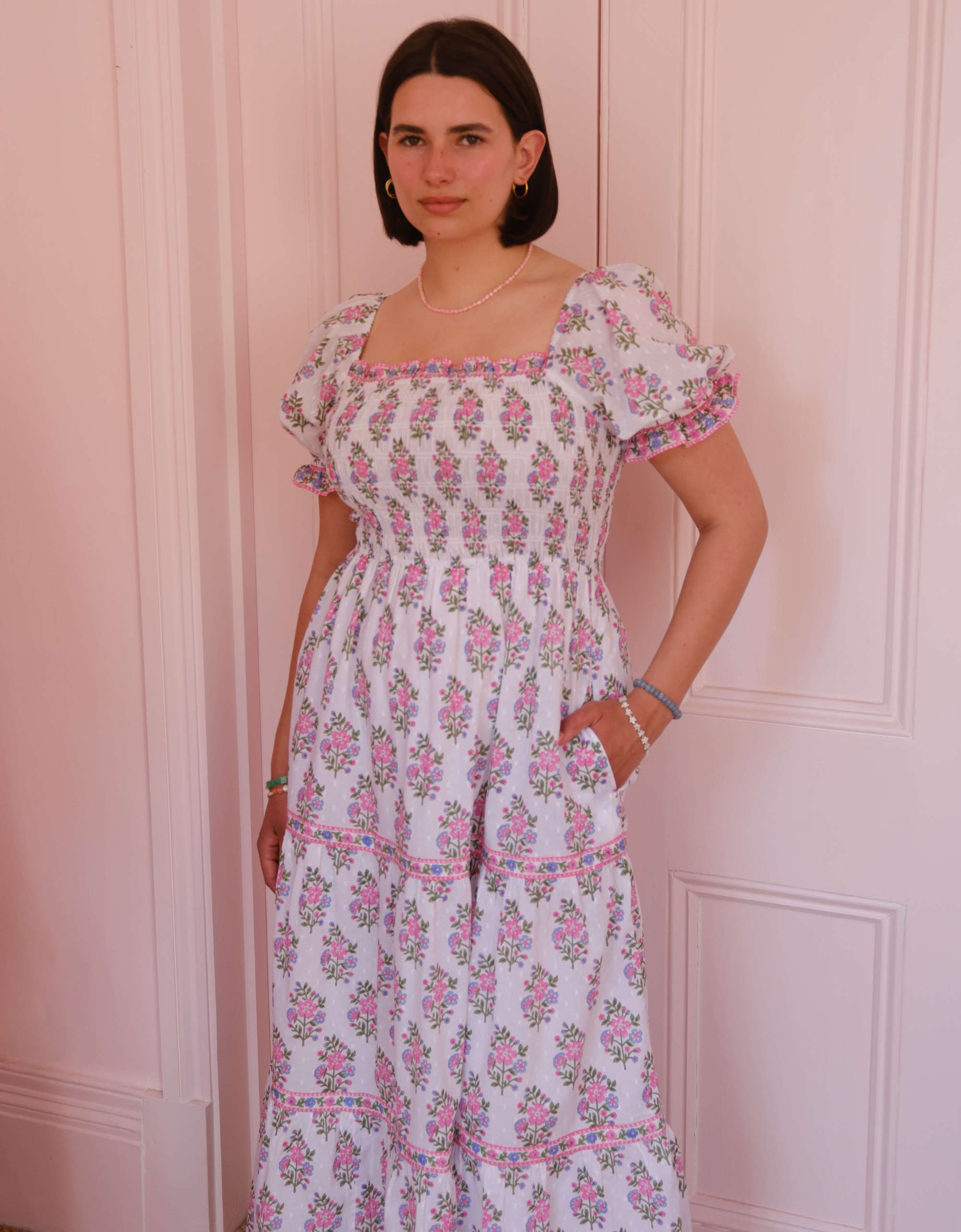 Pink City Prints Schiffli Folk Posey Palermo Dress