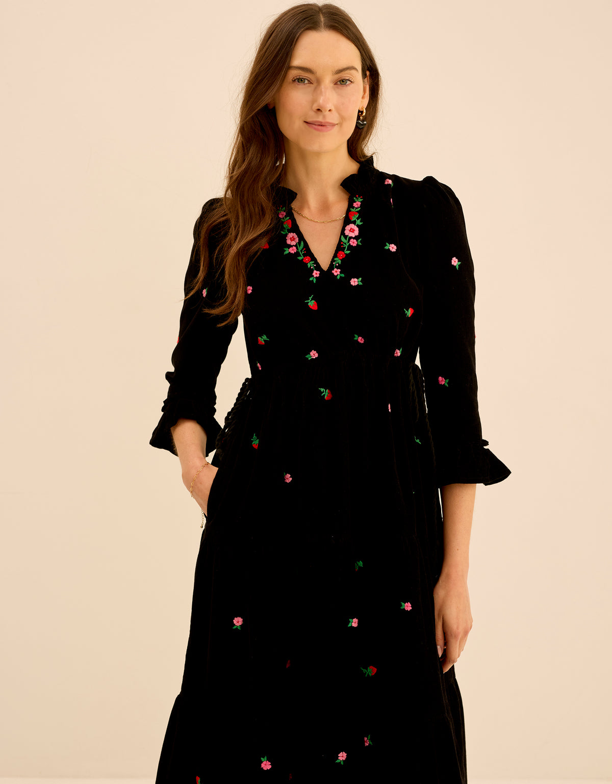Pink City Prints Strawberry Embroidery Amelia Dress