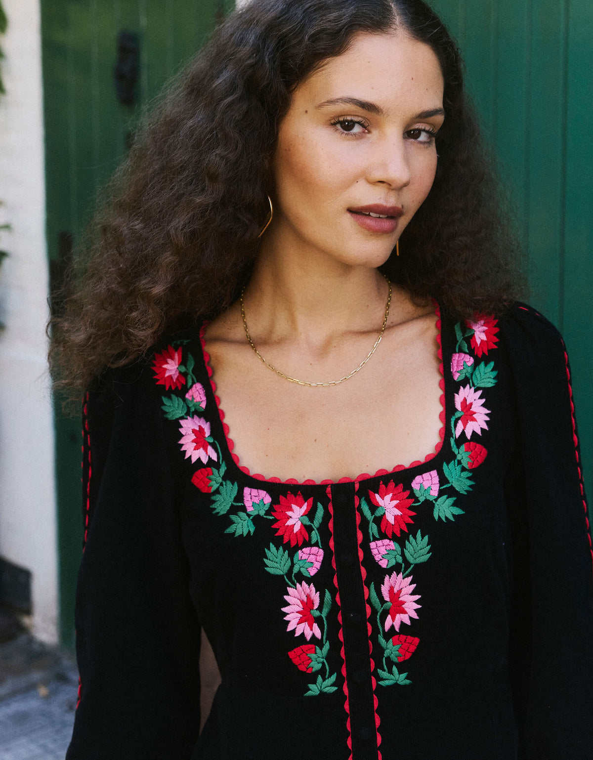 Pink City Prints Strawberry Embroidery Olivia Dress