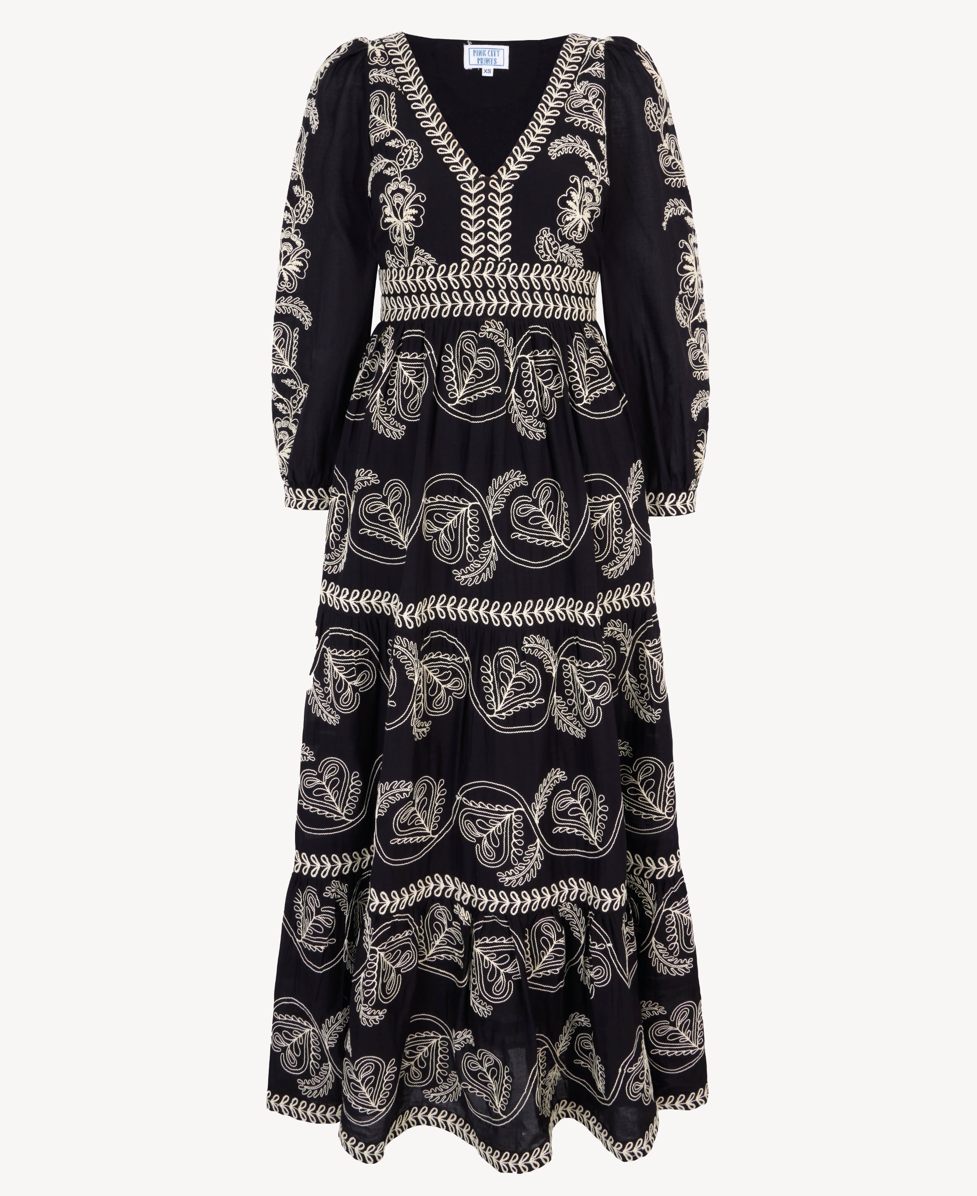 Pink City Prints Sweetheart Cord Embroidery Phoebe Dress