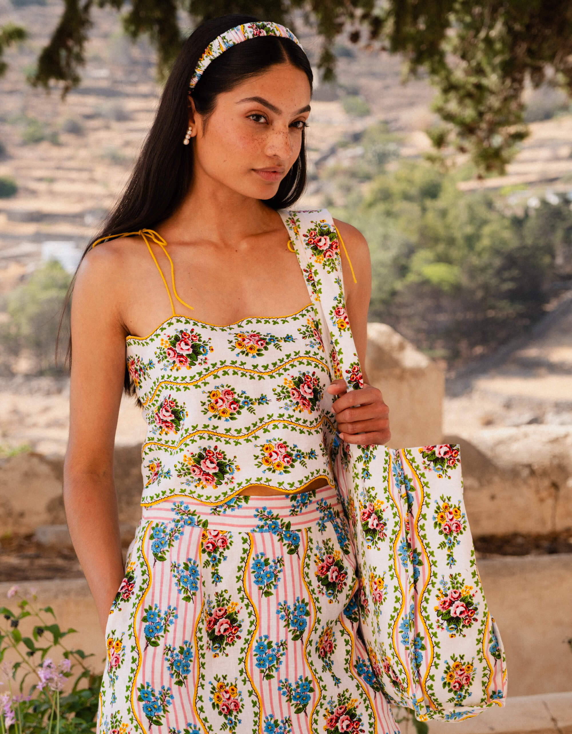 Pink City Prints Vintage Bouquet Sicily Top