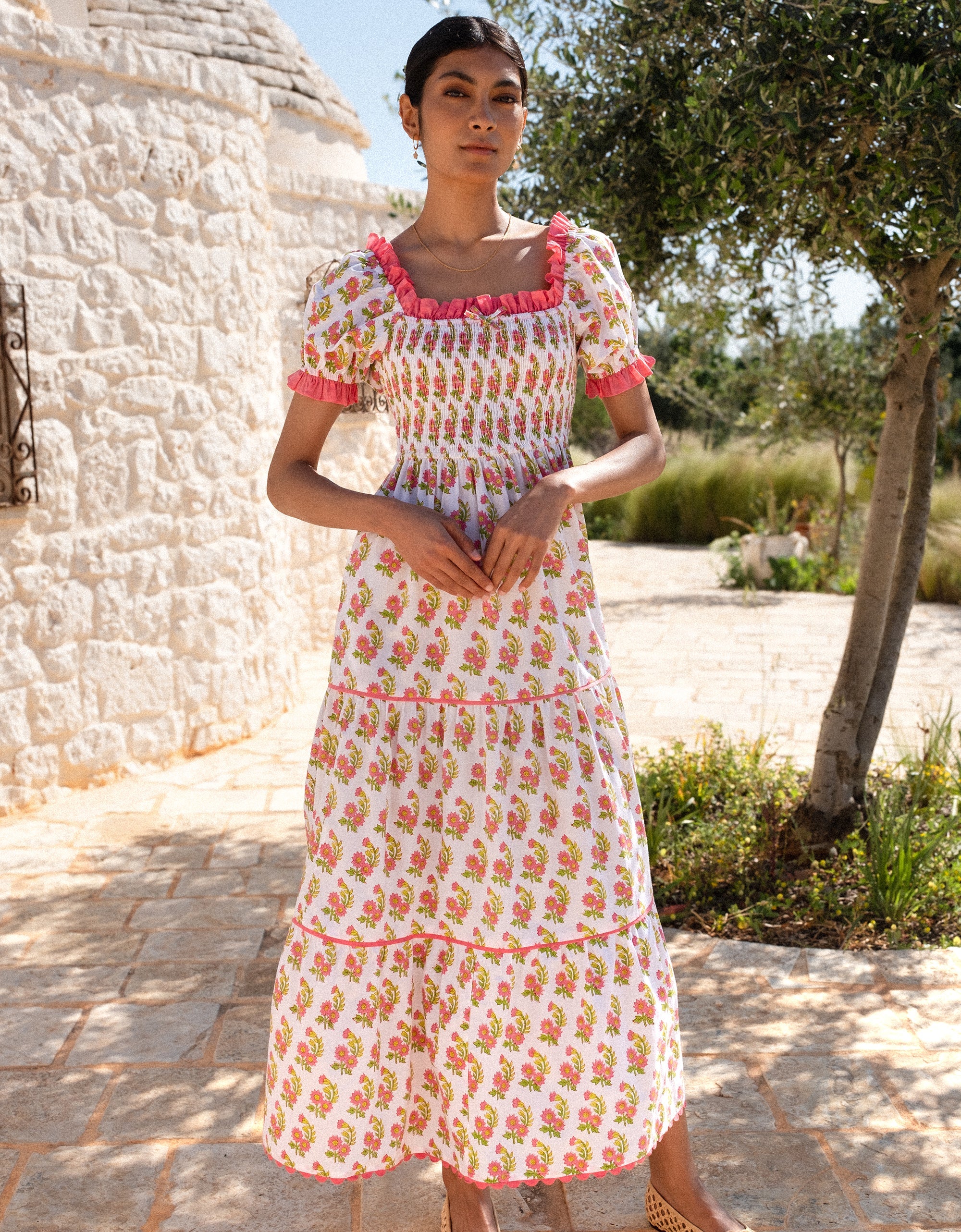 Pink City Prints Zesty Daisy Palermo Dress