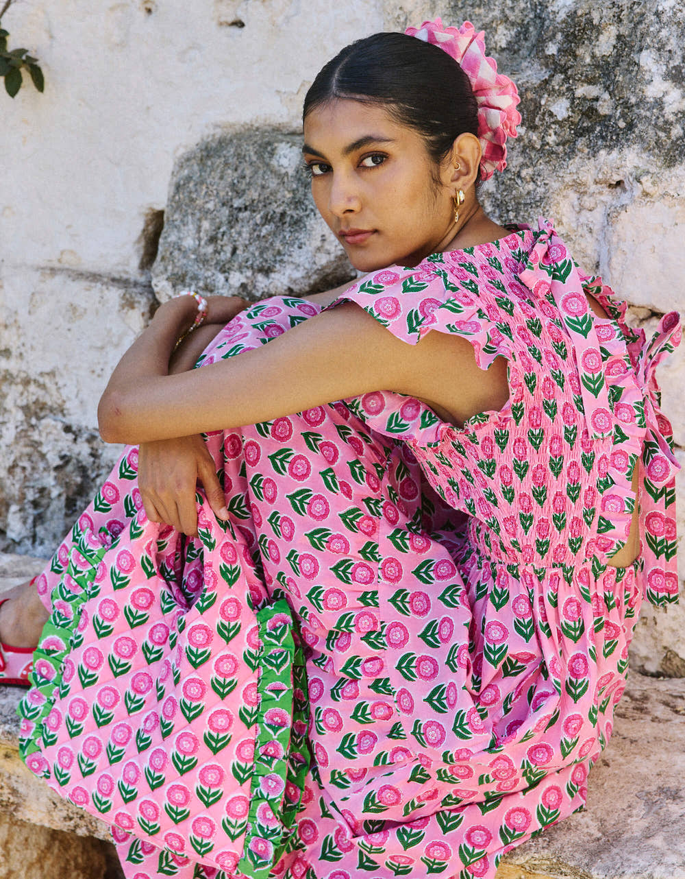 Pink City Prints 2ND DROP Marigold Blush Ruffle Clutch