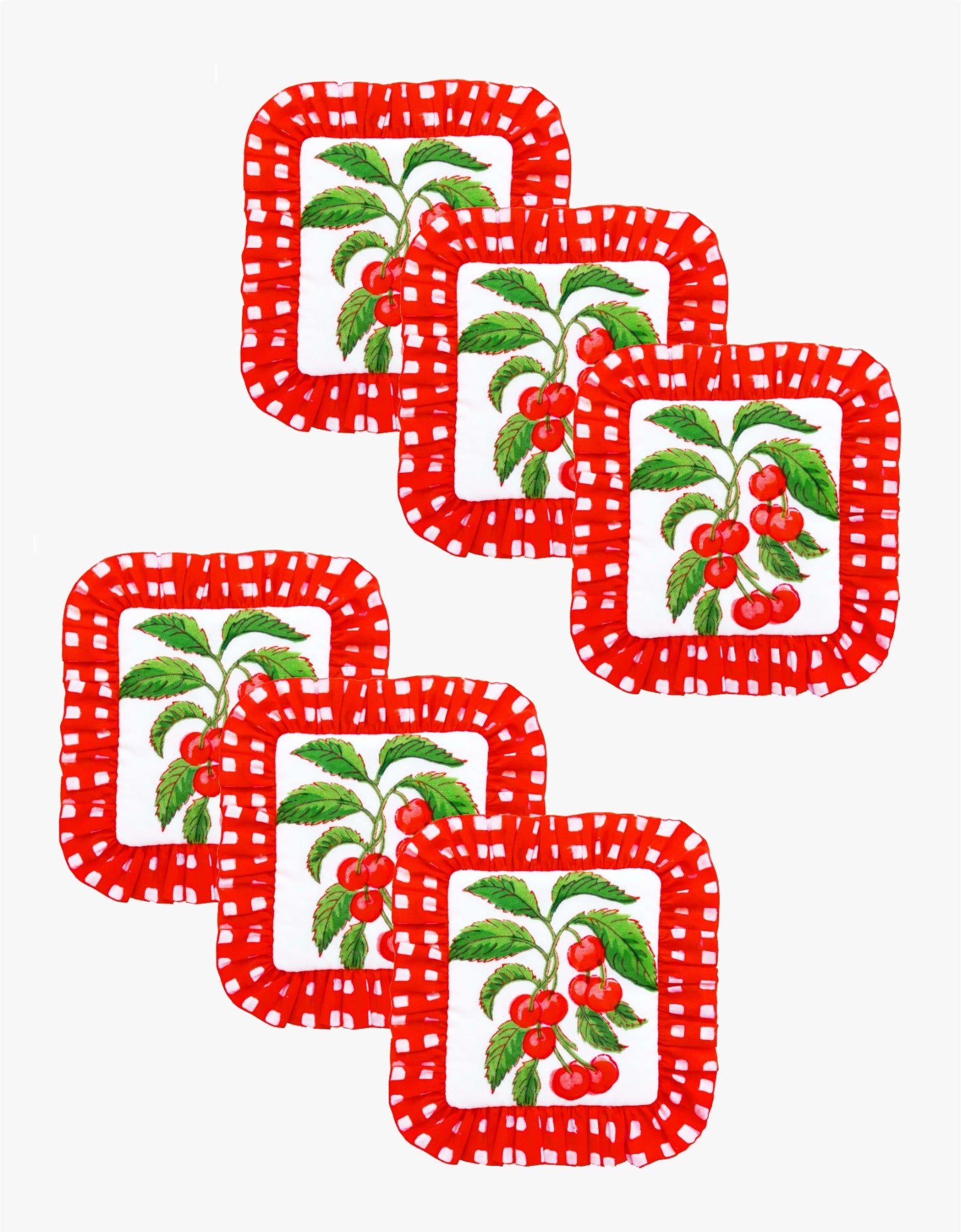 Pink City Prints APRIL DROP Cherry Picnic Coasters (Set of 6)