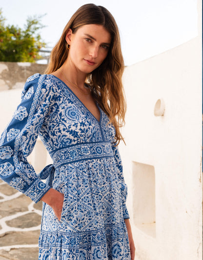 Pink City Prints Azure Patchwork Alicia Dress