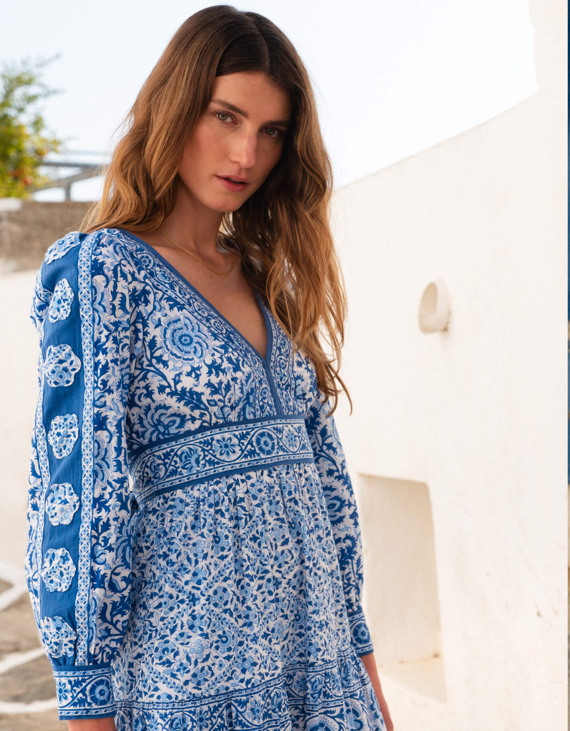 Pink City Prints Azure Patchwork Alicia Dress