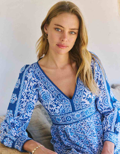 Pink City Prints Azure Patchwork Alicia Dress