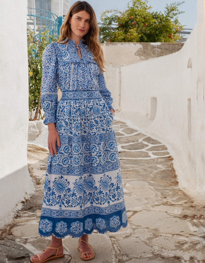Pink City Prints Azure Patchwork Anora Skirt
