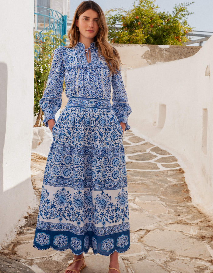 Pink City Prints Azure Patchwork Anora Skirt