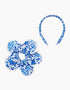 Pink City Prints Azure Patchwork Headband and Flower Scrunchie Set