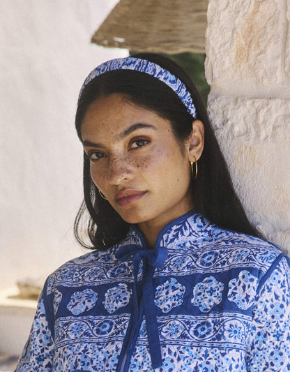 Pink City Prints Azure Patchwork Headband and Flower Scrunchie Set