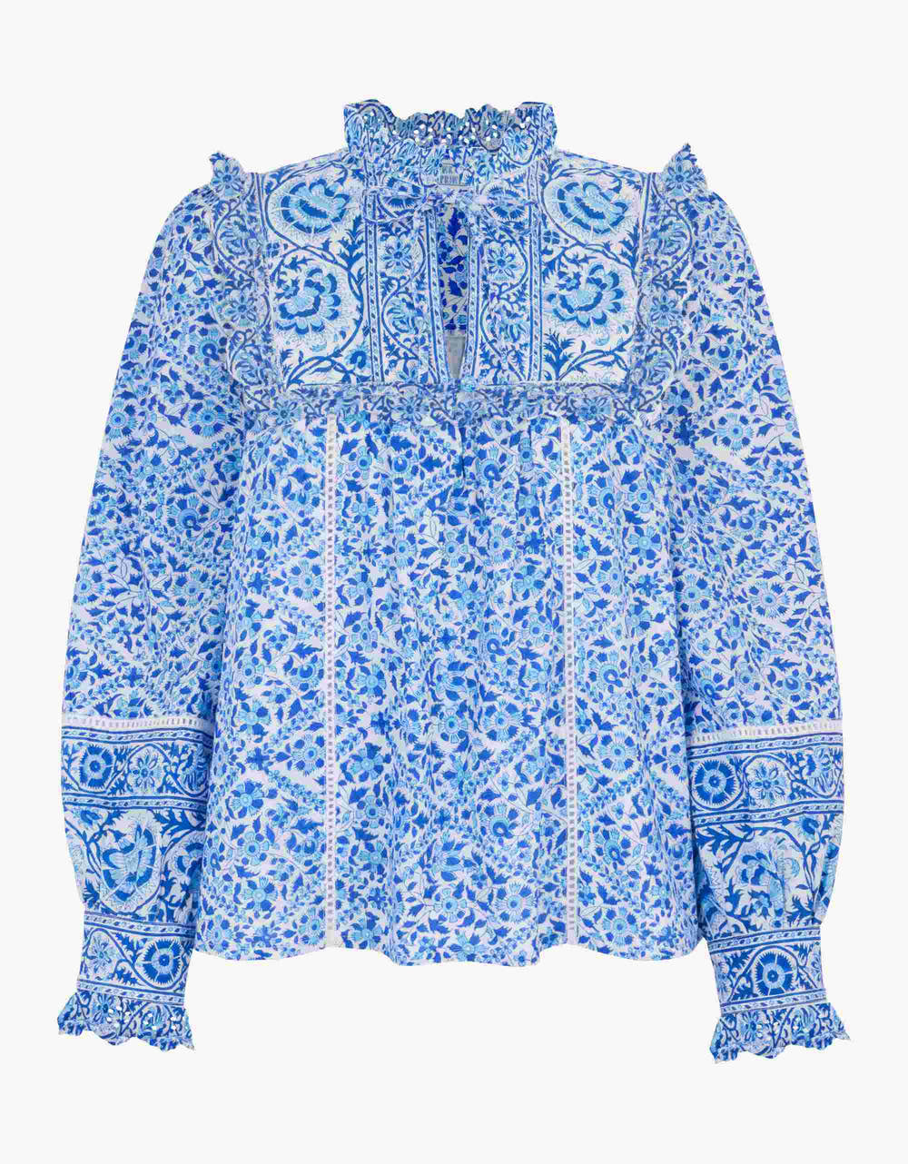 Pink City Prints Azure Patchwork Nettie Blouse