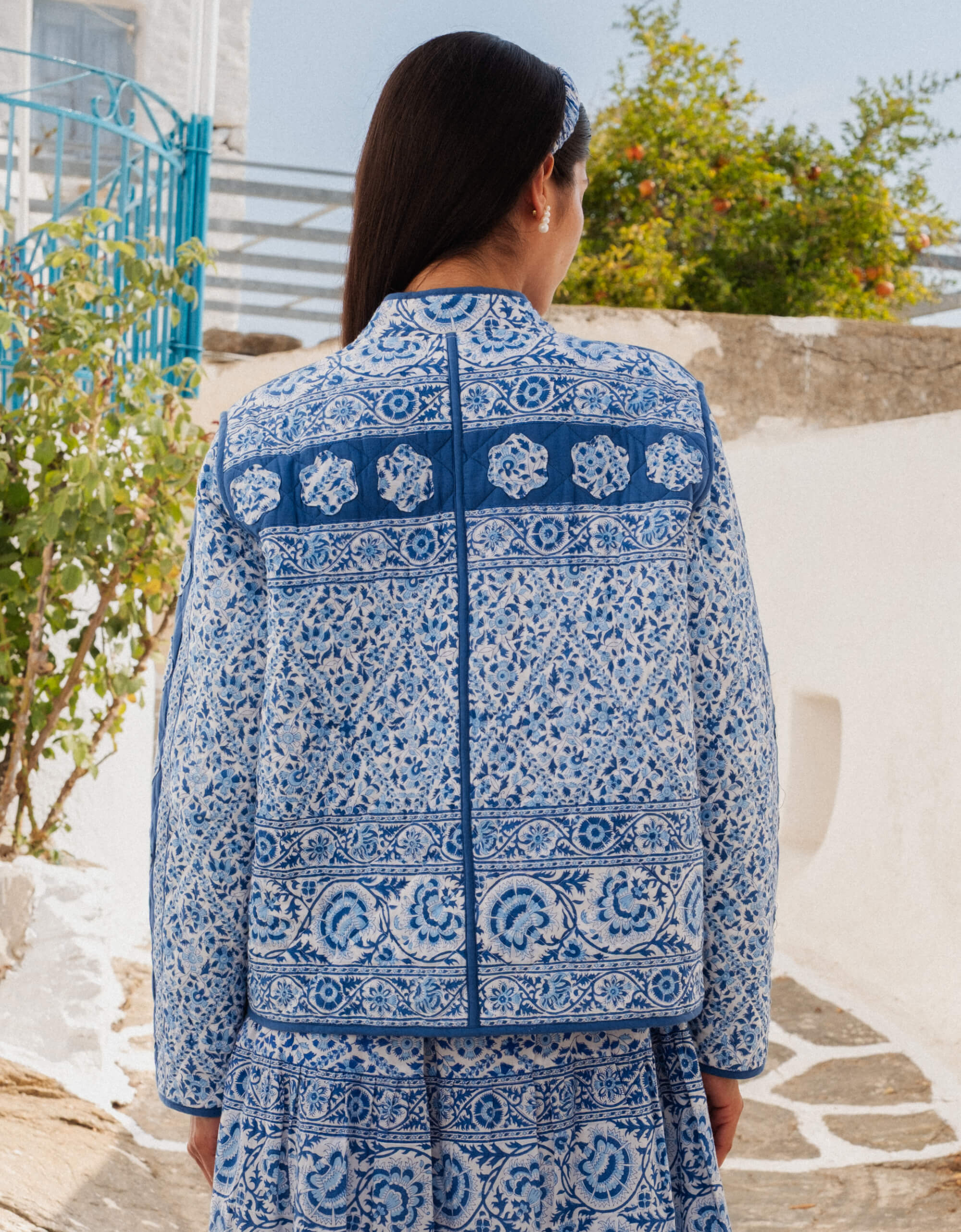 Pink City Prints Azure Patchwork Penny Jacket