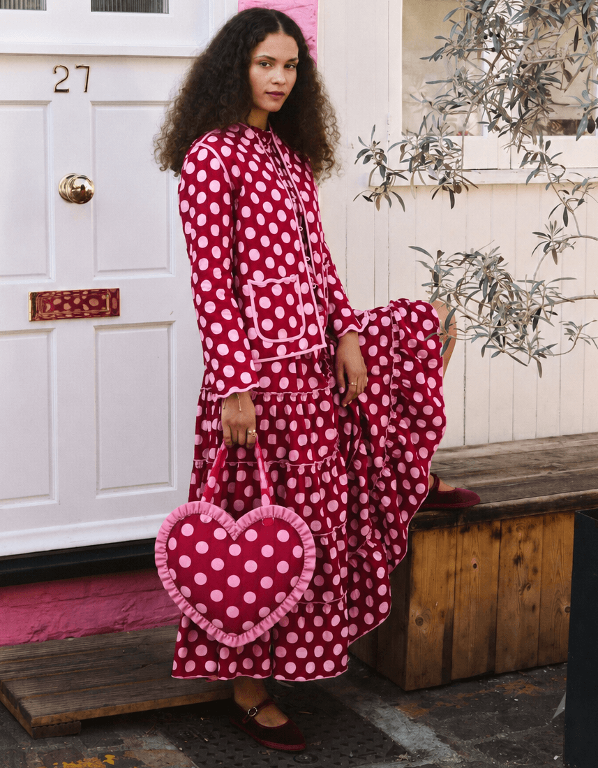 Pink City Prints Berry Polka Heart Bag
