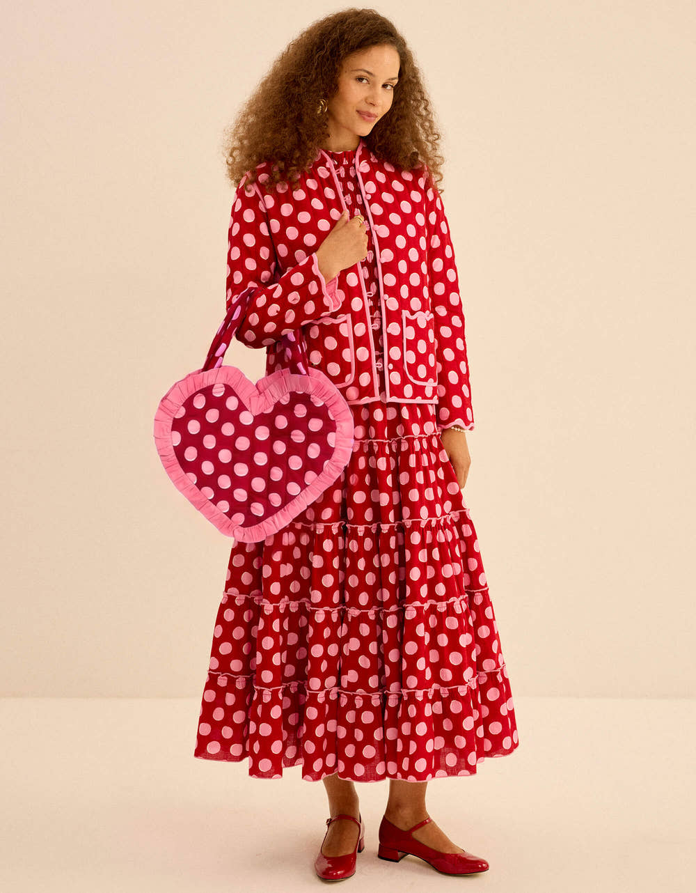 Pink City Prints Berry Polka Heart Bag