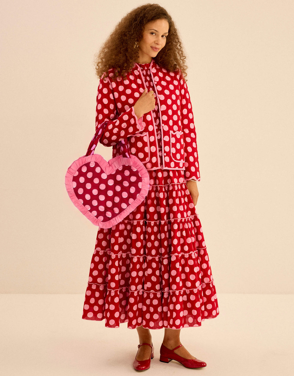 Pink City Prints Berry Polka Heart Bag