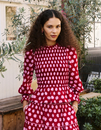 Pink City Prints Berry Polka Isabel Top