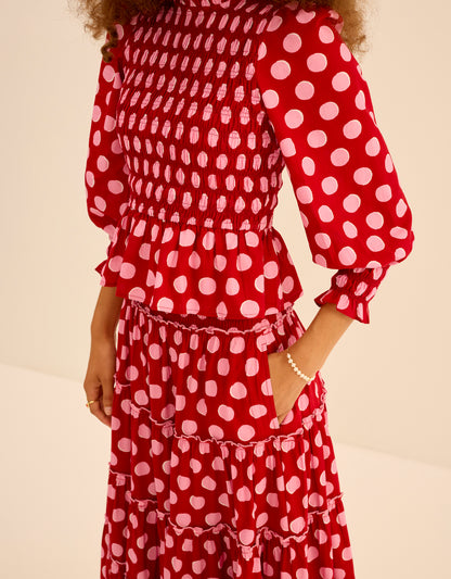 Pink City Prints Berry Polka Rah Rah Skirt