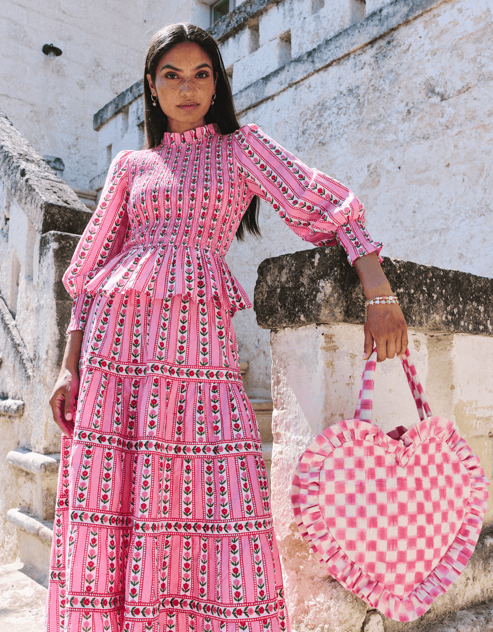 Pink City Prints Bubblegum Ikat Heart Bag