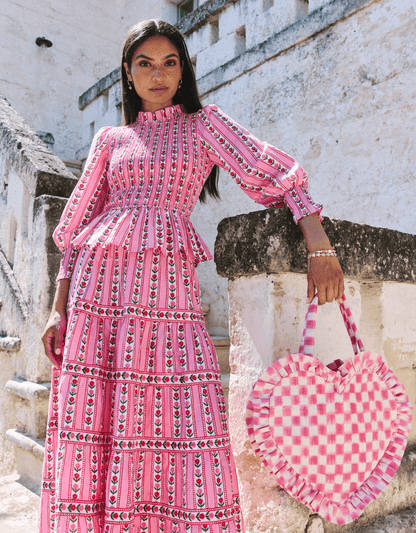 Pink City Prints Bubblegum Ikat Heart Bag